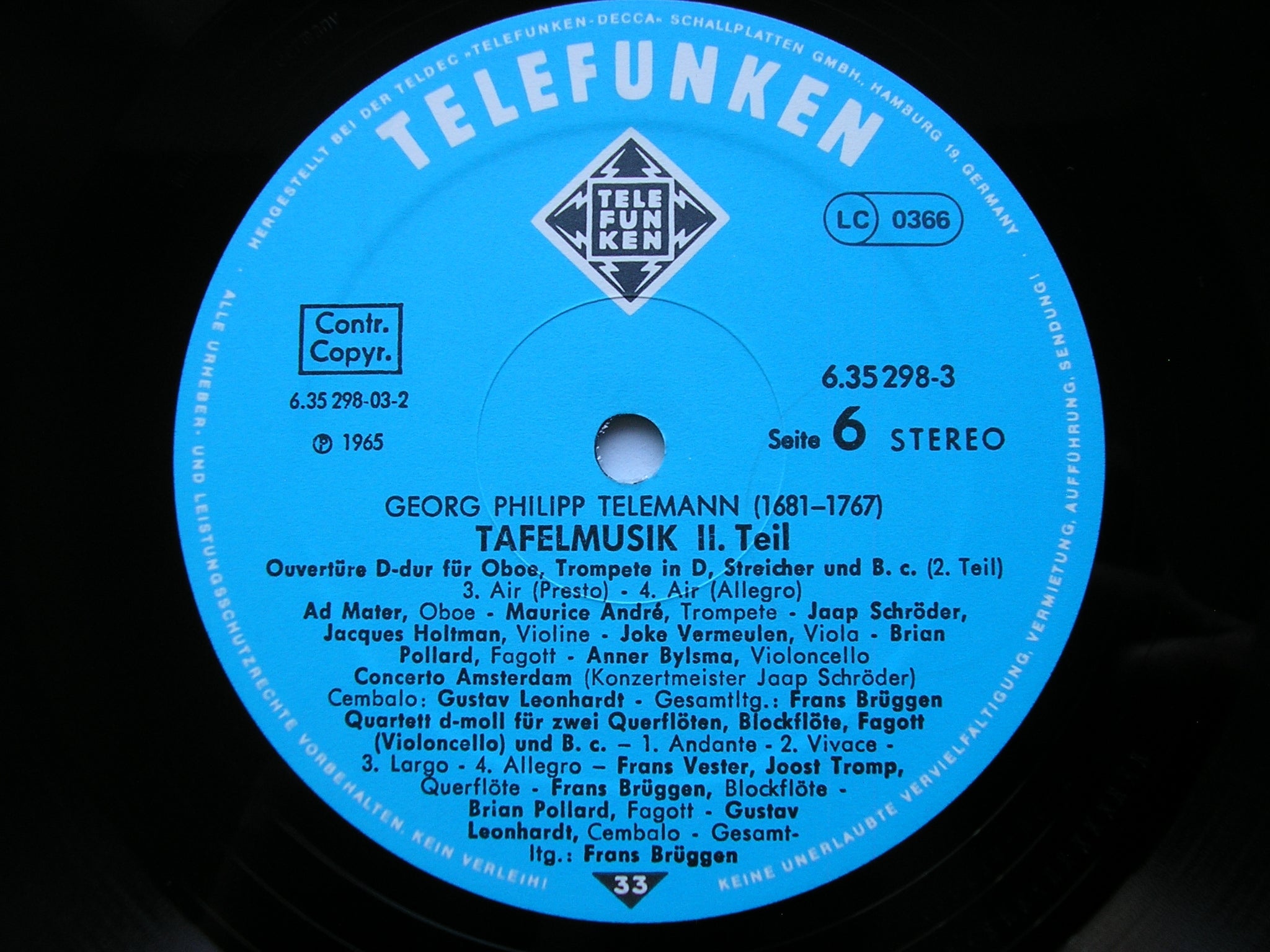 TELEMANN: TAFELMUSIK (1733)  Productions 1 / 2 / 3    SOLOISTS / CONCERT) AMSTERDAM / BRUGGEN     6LP     6.35298