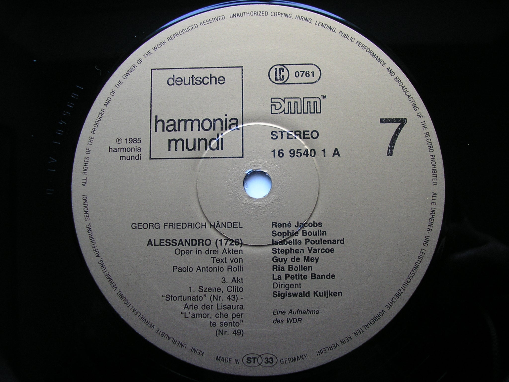 HANDEL: ALESSANDRO     SOLOISTS / LA PETITE BAND / KUIJKEN     4LP     1C 157 16 9537