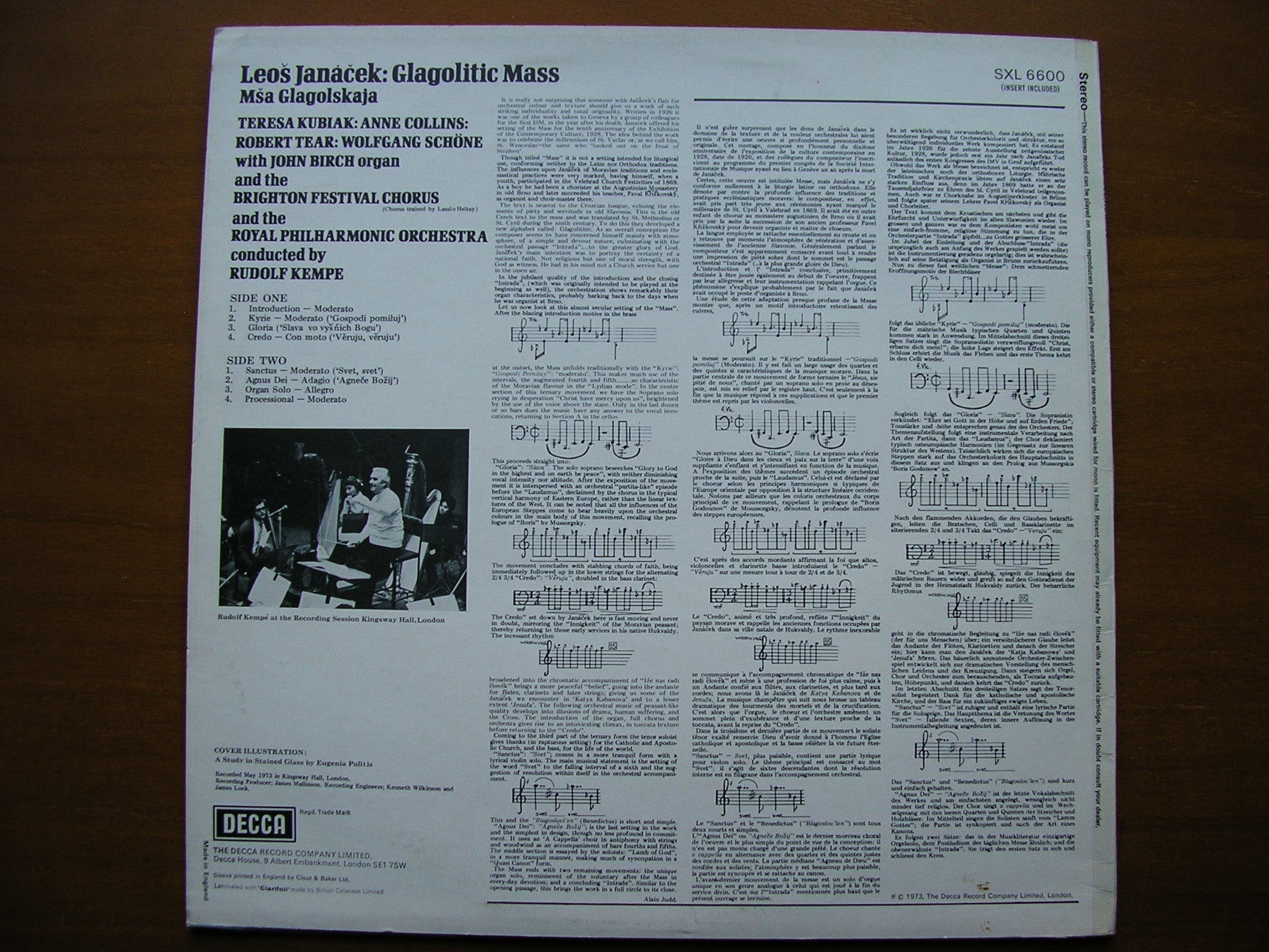JANACEK: GLAGOLITIC MASS      SOLOISTS / ROYAL PHILHARMONIC / KEMPE     SXL 6600