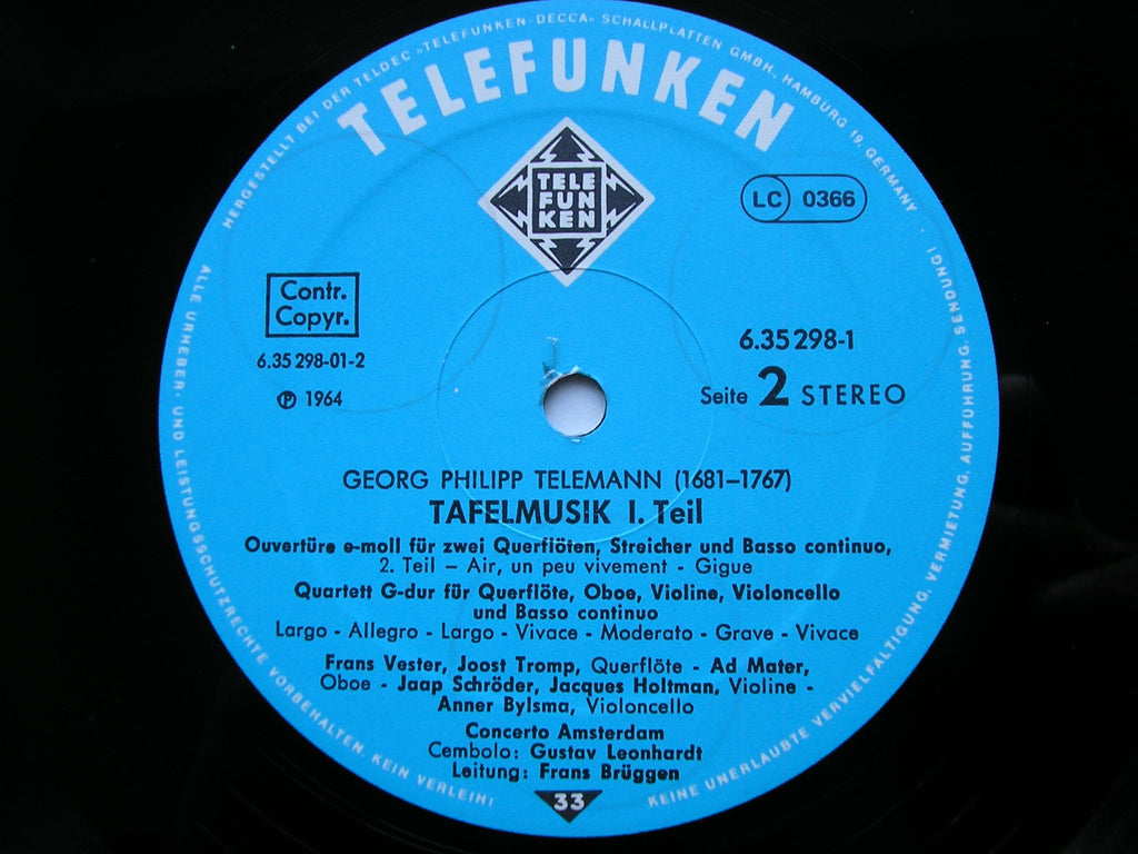 TELEMANN: TAFELMUSIK (1733)  Productions 1 / 2 / 3    SOLOISTS / CONCERT) AMSTERDAM / BRUGGEN     6LP     6.35298