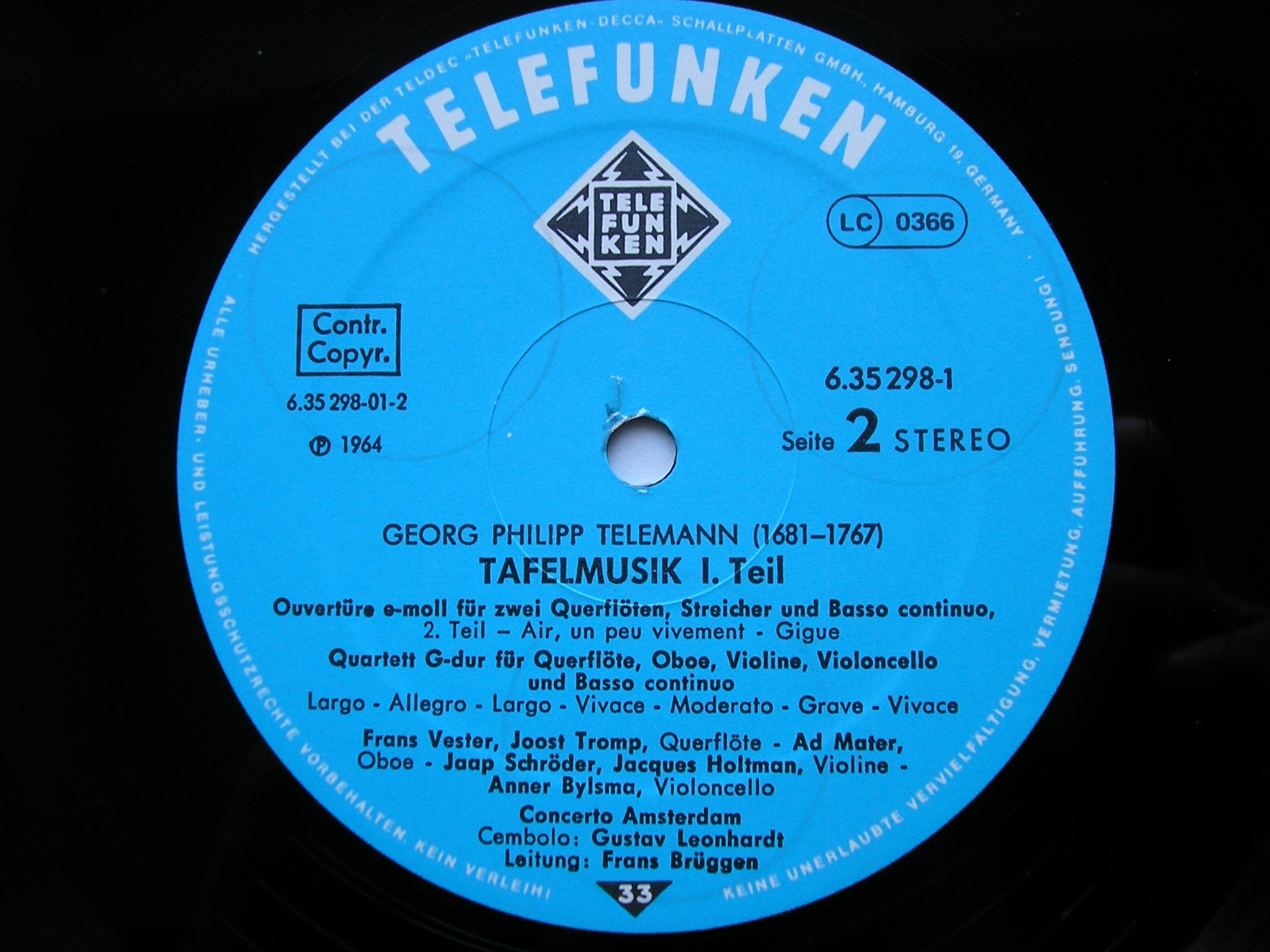 TELEMANN: TAFELMUSIK (1733)  Productions 1 / 2 / 3    SOLOISTS / CONCERT) AMSTERDAM / BRUGGEN     6LP     6.35298