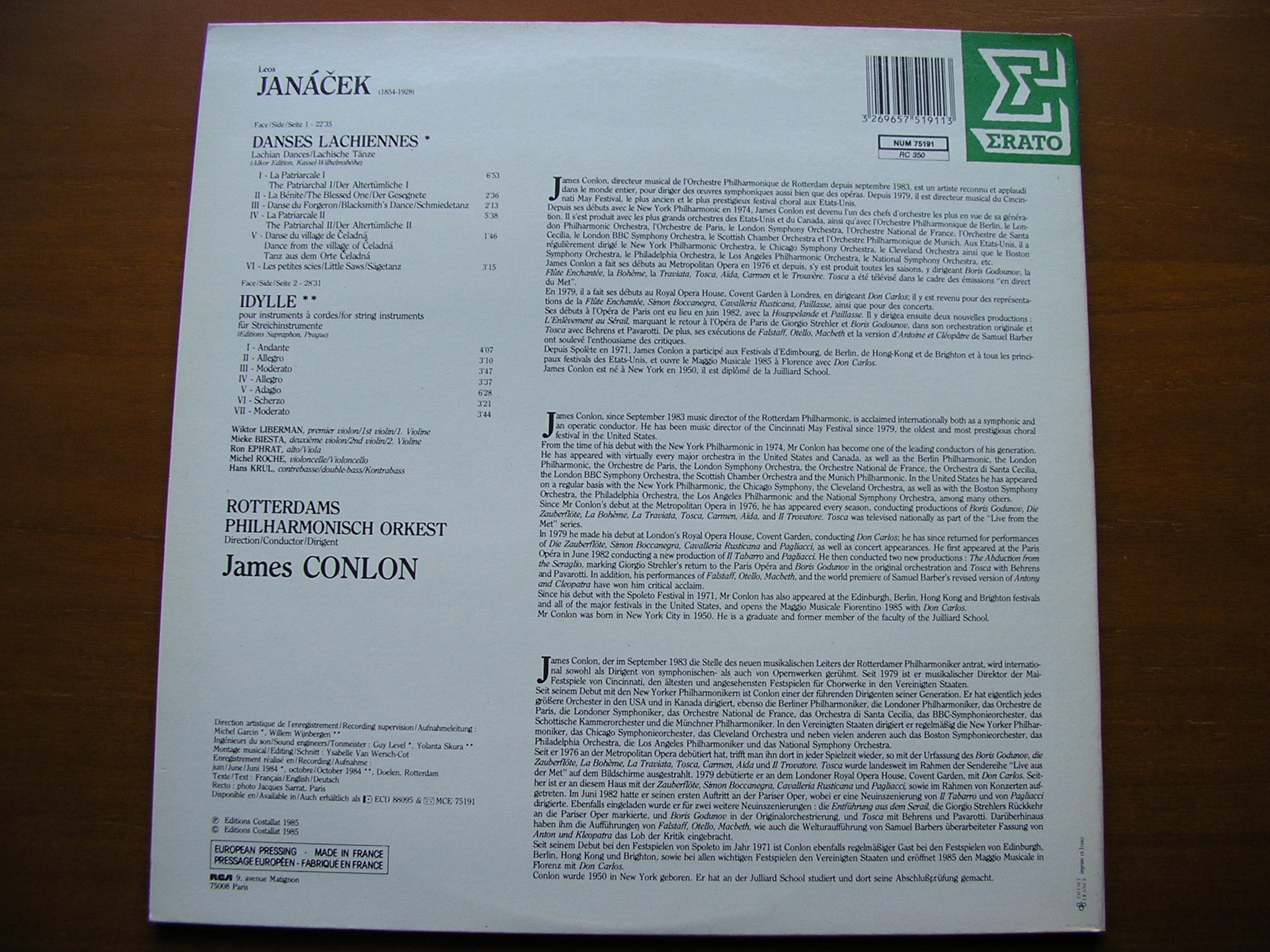 JANACEK: LACHIAN DANCES / IDYLL     CONLON / ROTTERDAM PHILHARMONIC      NUM 75191