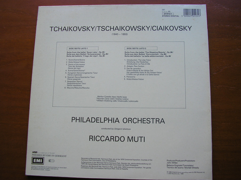TCHAIKOVSKY: SWAN LAKE Suite / SLEEPING BEAUTY Suite     RICCARDO MUTI / PHILHADELPHIA ORCHESTRA    27 0113