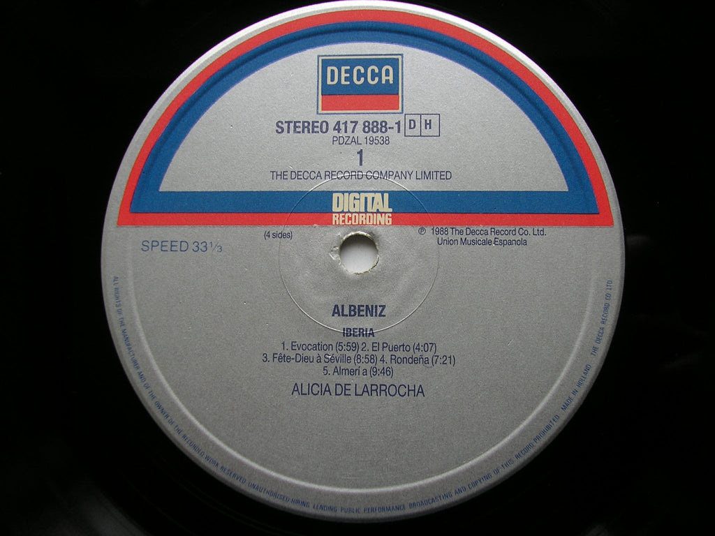 ALBENIZ: IBERIA / NAVARRA / SUITE ESPANOLA    ALICIA DE LARROCHA    417 887