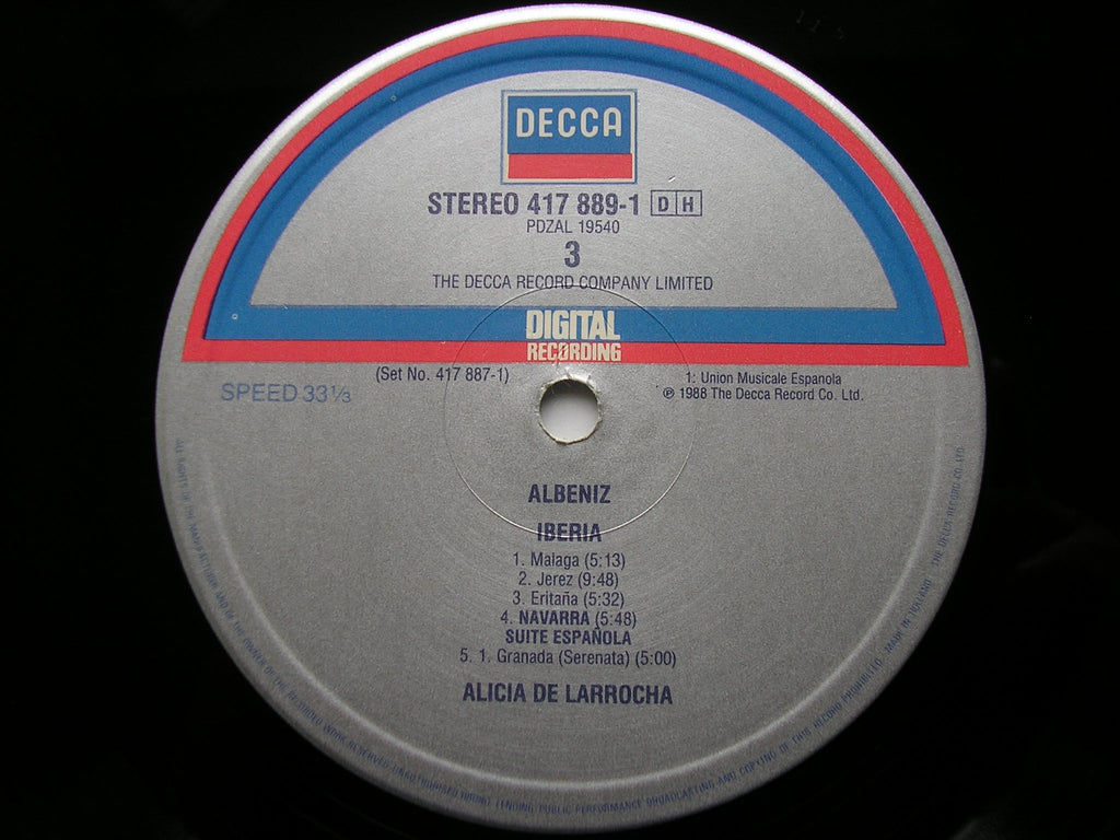 ALBENIZ: IBERIA / NAVARRA / SUITE ESPANOLA    ALICIA DE LARROCHA    417 887
