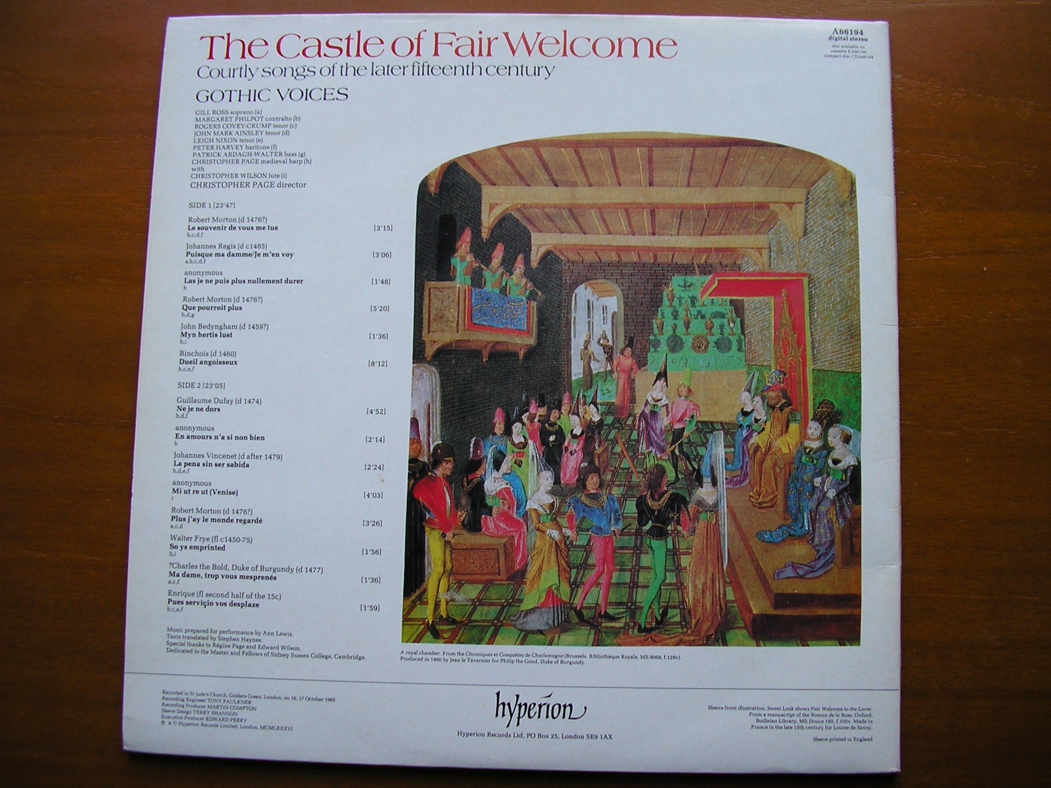 THE CASTLE OF FAIR WELCOME: COURTLY SONGS OF THE 15th CENTURY     GOTHIC VOICES     A66194