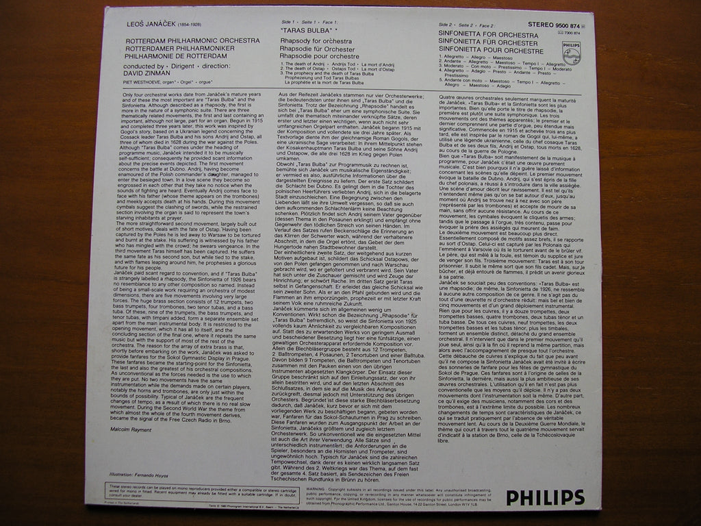 JANACEK: SINFONIETTA / TARAS BULBA     ZINMAN / ROTTERDAM PHILHARMONIC     9500 874