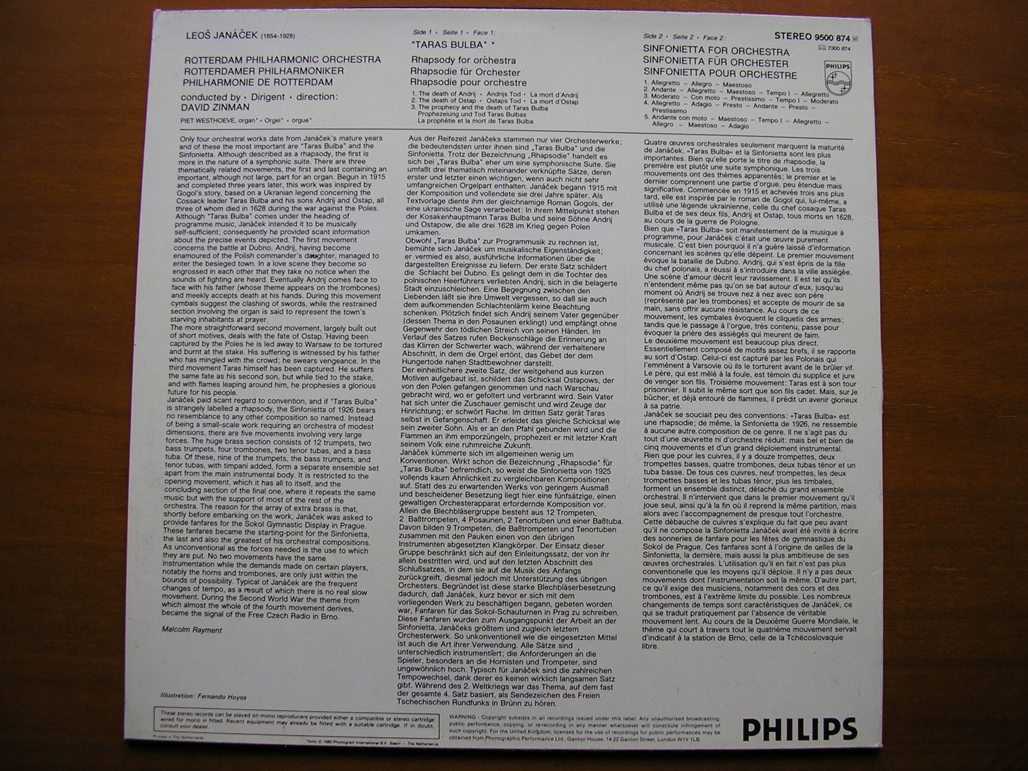JANACEK: SINFONIETTA / TARAS BULBA     ZINMAN / ROTTERDAM PHILHARMONIC     9500 874