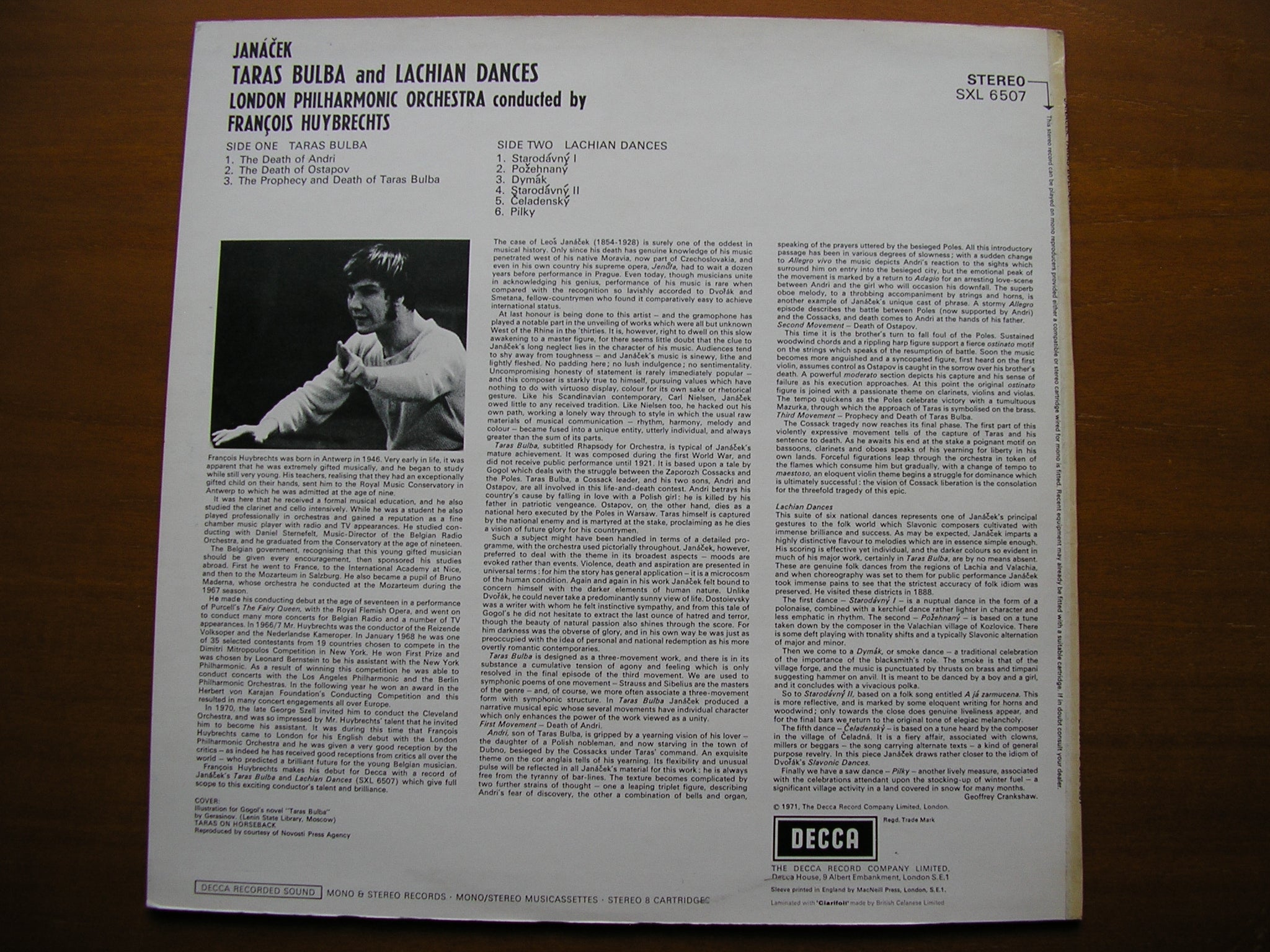 JANACEK: TARAS BULBA  / LACHIAN DANCES     HUYBRECHTS / LONDON PHILHARMONIC     SXL 6507