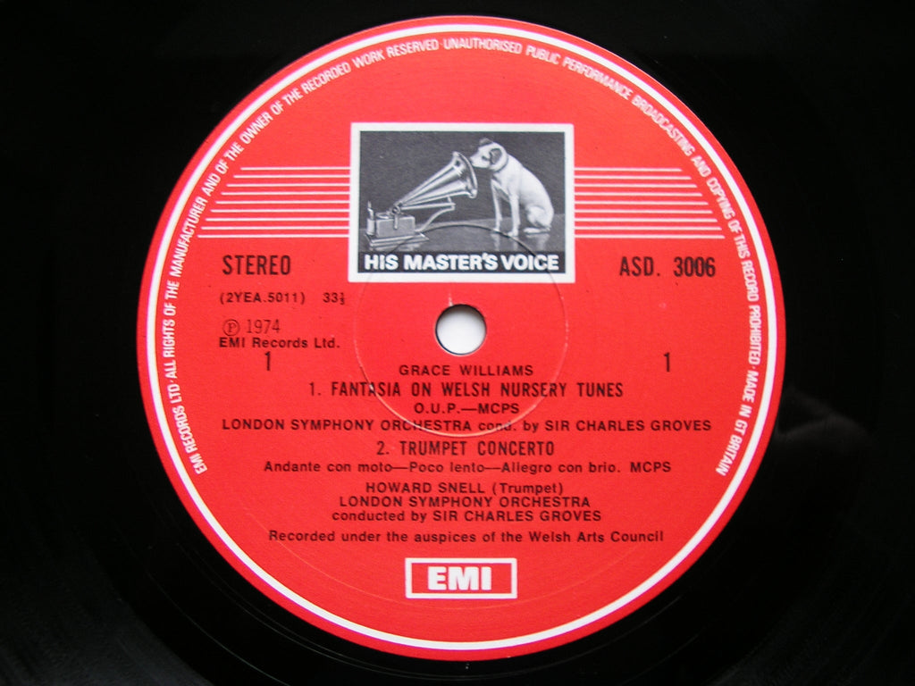 GRACE WILLIAMS: ORCHESTRAL WORKS   SOLOISTS / LONDON SYMPHONY / GROVES    ASD 3006