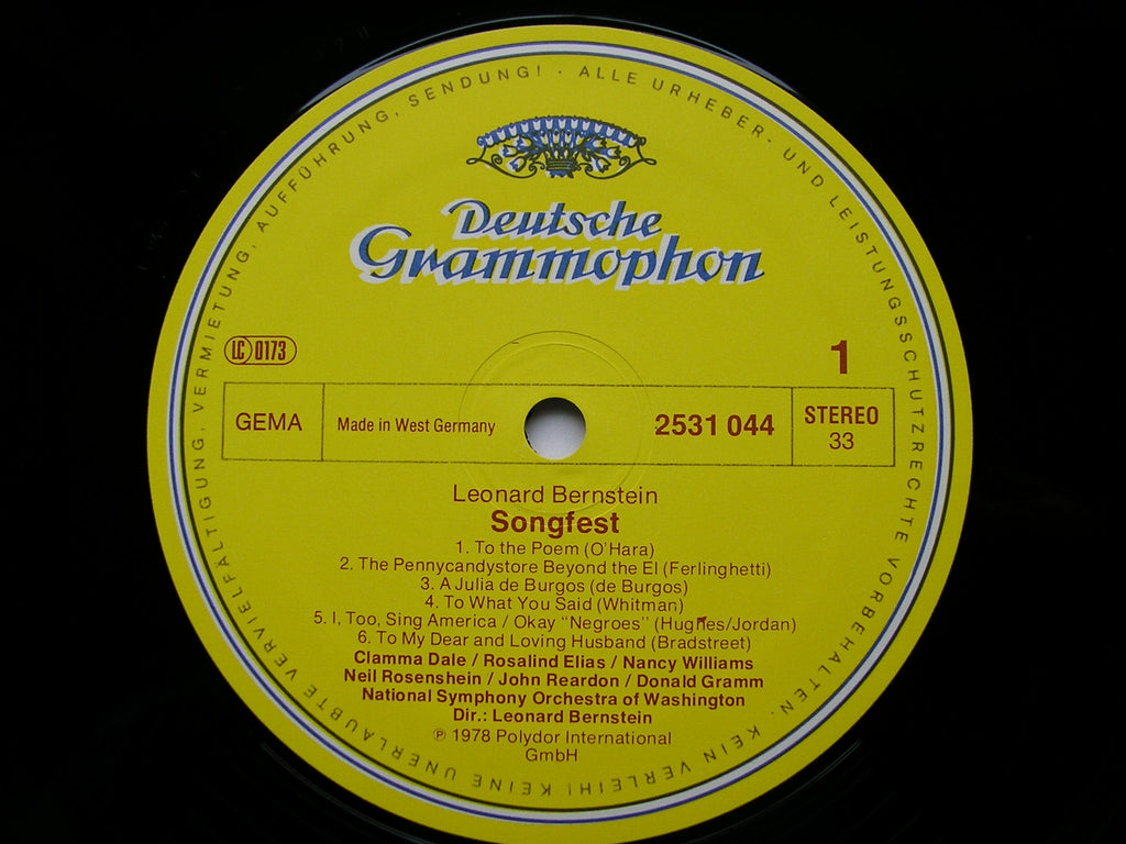 BERNSTEIN: SONGFEST    SOLOISTS / NATIONAL SYMPHONY OF WASHINGTON / BERNSTEIN    2531 044