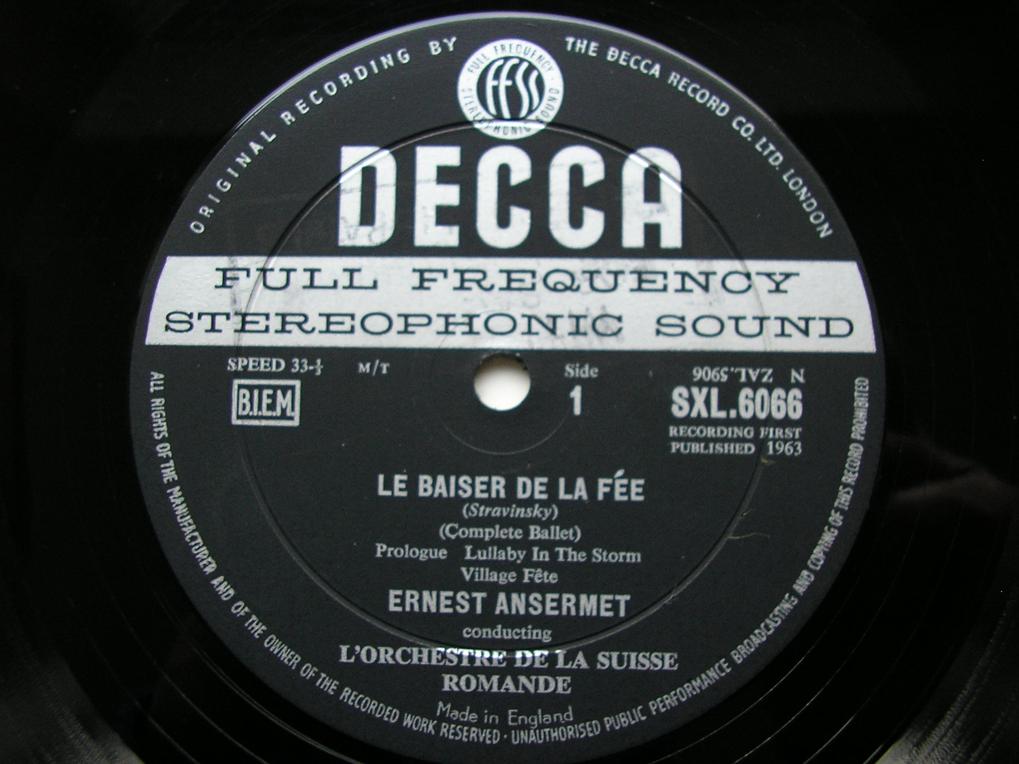 SXL 6066  STRAVINSKY: LE BAISER DE LA FEE      ANSERMET / SUISSE ROMANDE     ED1