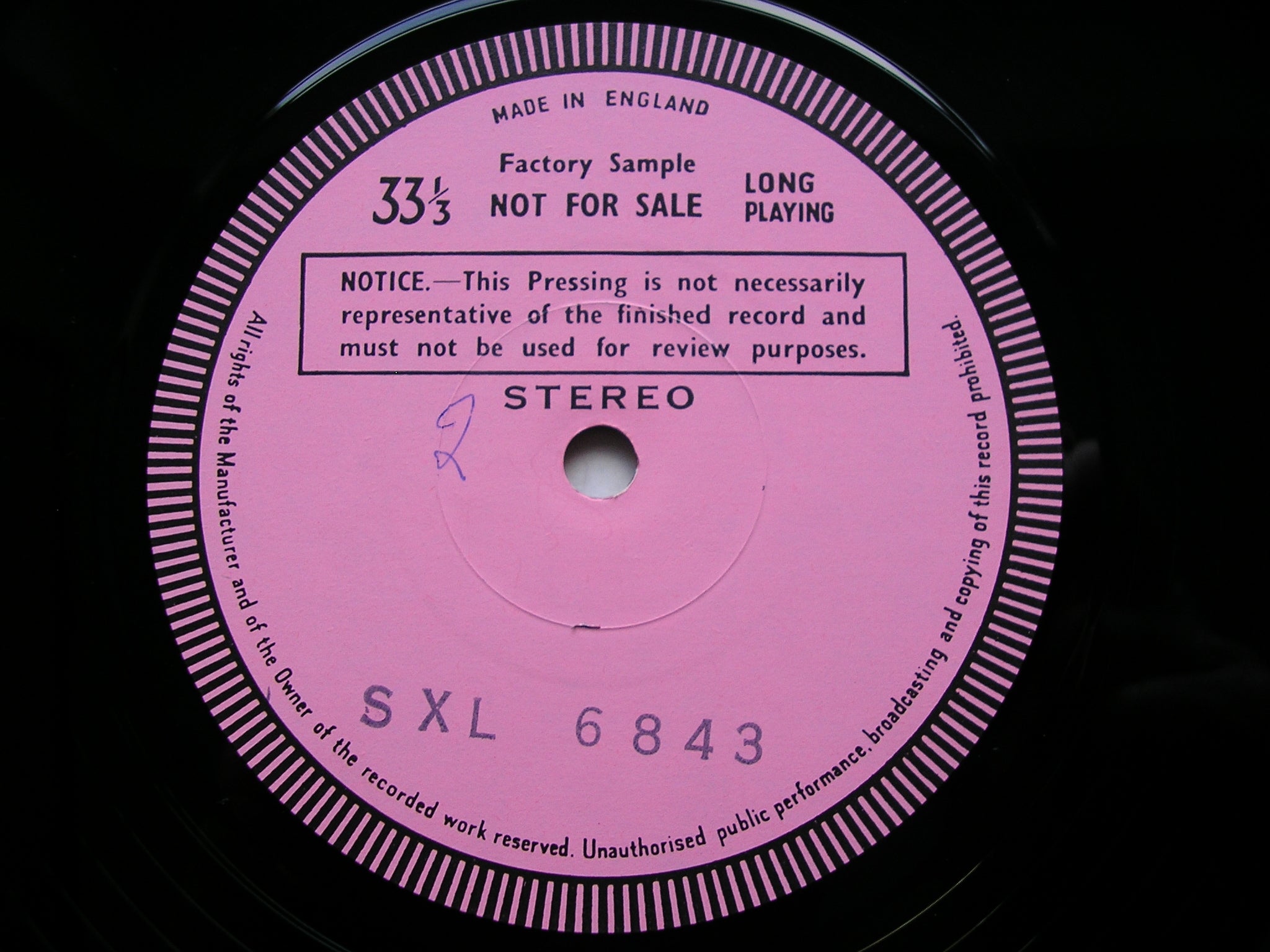SXL 6843 SHOWCASE: 19th CENTURY ORCHESTRAL MUSIC MEHTA / ISRAEL PHILHARMONIC test pressing