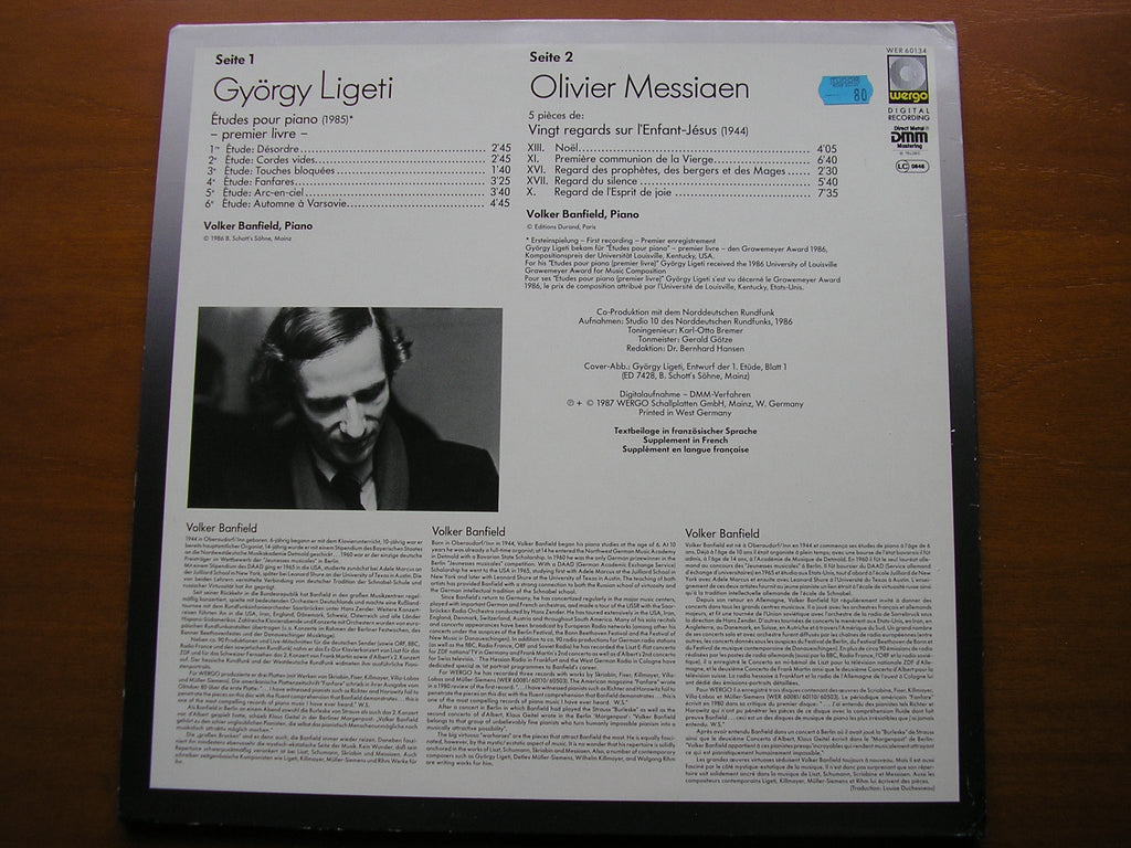 LIGETI: ETUDES FOR PIANO / MESSIAEN: VINGT REGARDS SUR L'ENFANT     VOLKER BANFIELD     WER 60134