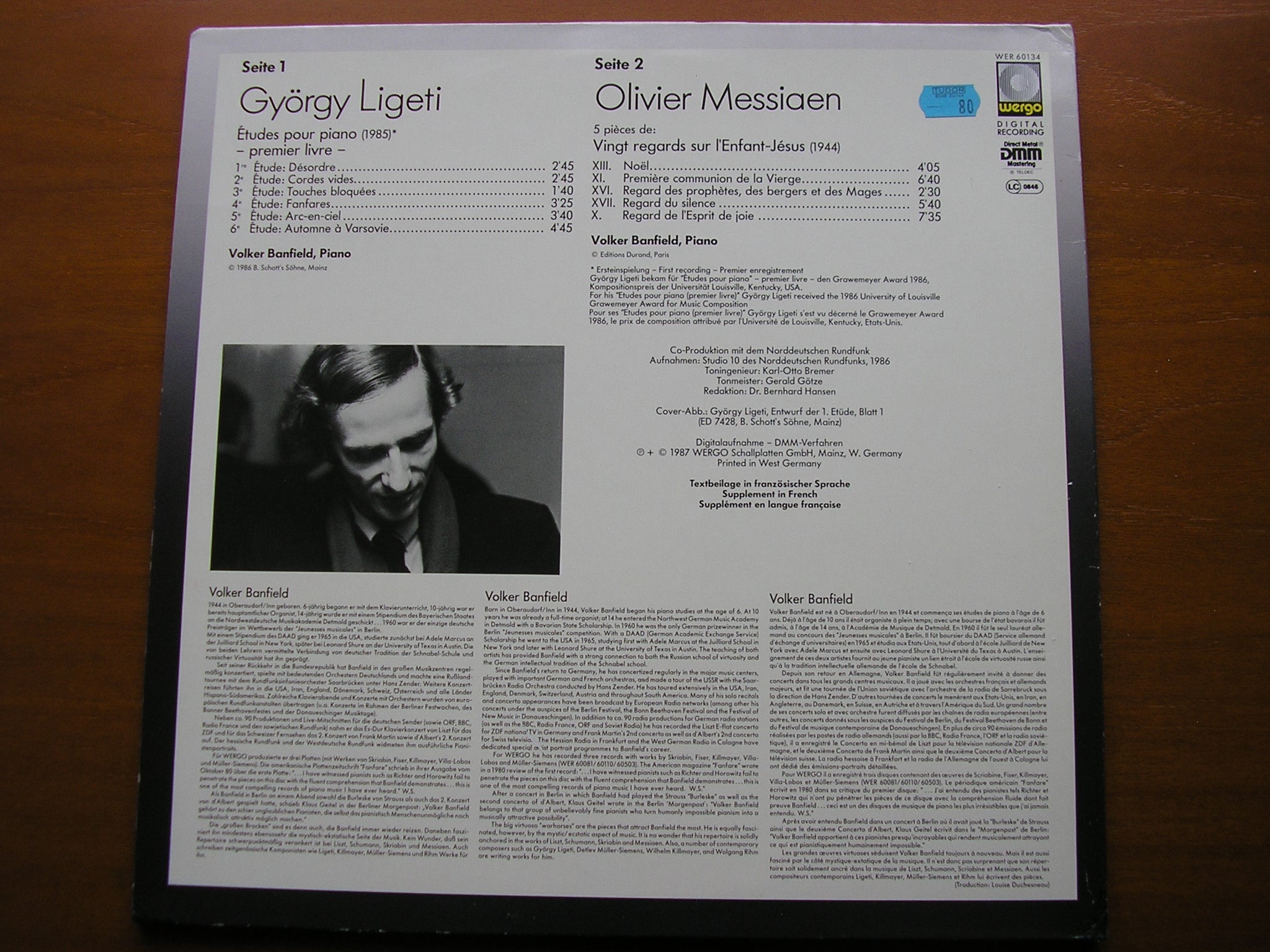 LIGETI: ETUDES FOR PIANO / MESSIAEN: VINGT REGARDS SUR L'ENFANT     VOLKER BANFIELD     WER 60134