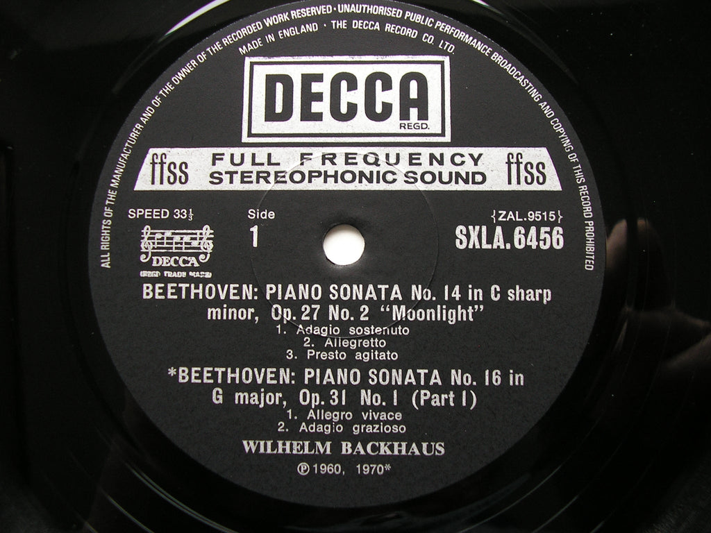SXLA 6452 - 6461 BEETHOVEN: THE COMPLETE PIANO SONATAS    WILHELM BACKHAUS  10 LP