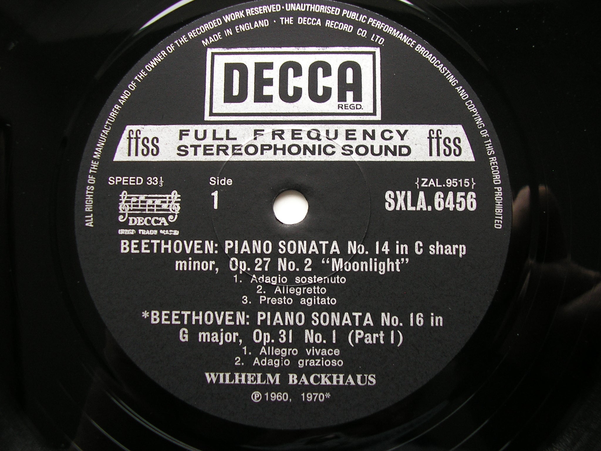 SXLA 6452 - 6461 BEETHOVEN: THE COMPLETE PIANO SONATAS    WILHELM BACKHAUS  10 LP