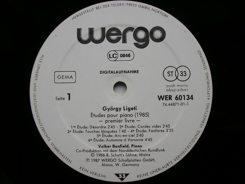 LIGETI: ETUDES FOR PIANO / MESSIAEN: VINGT REGARDS SUR L'ENFANT     VOLKER BANFIELD     WER 60134