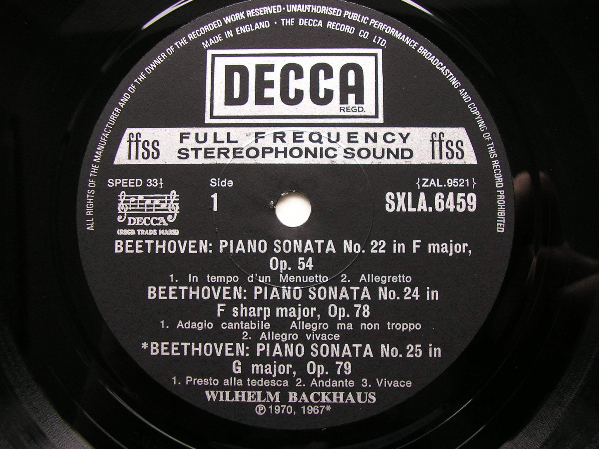 SXLA 6452 - 6461 BEETHOVEN: THE COMPLETE PIANO SONATAS    WILHELM BACKHAUS  10 LP
