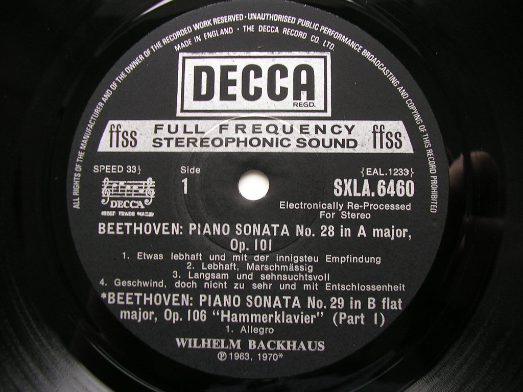 SXLA 6452 - 6461 BEETHOVEN: THE COMPLETE PIANO SONATAS    WILHELM BACKHAUS  10 LP