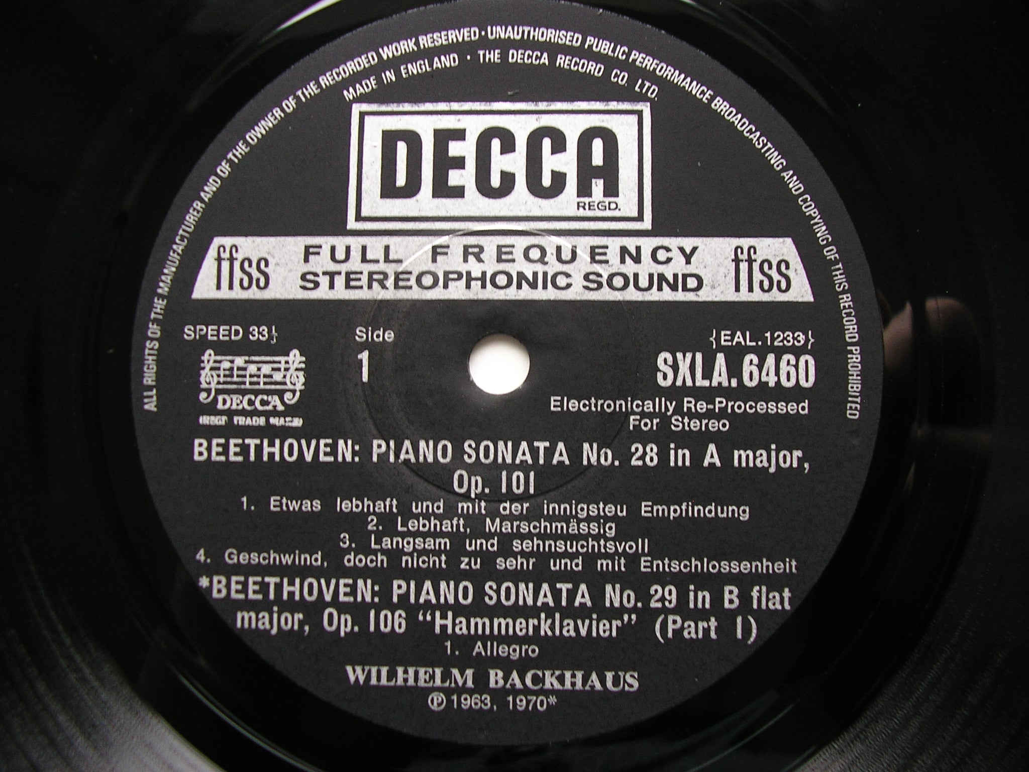 SXLA 6452 - 6461 BEETHOVEN: THE COMPLETE PIANO SONATAS    WILHELM BACKHAUS  10 LP
