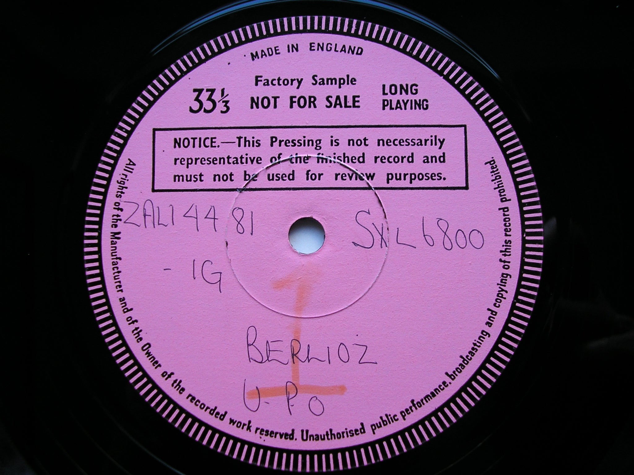 SXL 6800 BERLIOZ: ROMEO & JULIETTE excerpts MAAZEL / VIENNA PHILHARMONIC test pressing