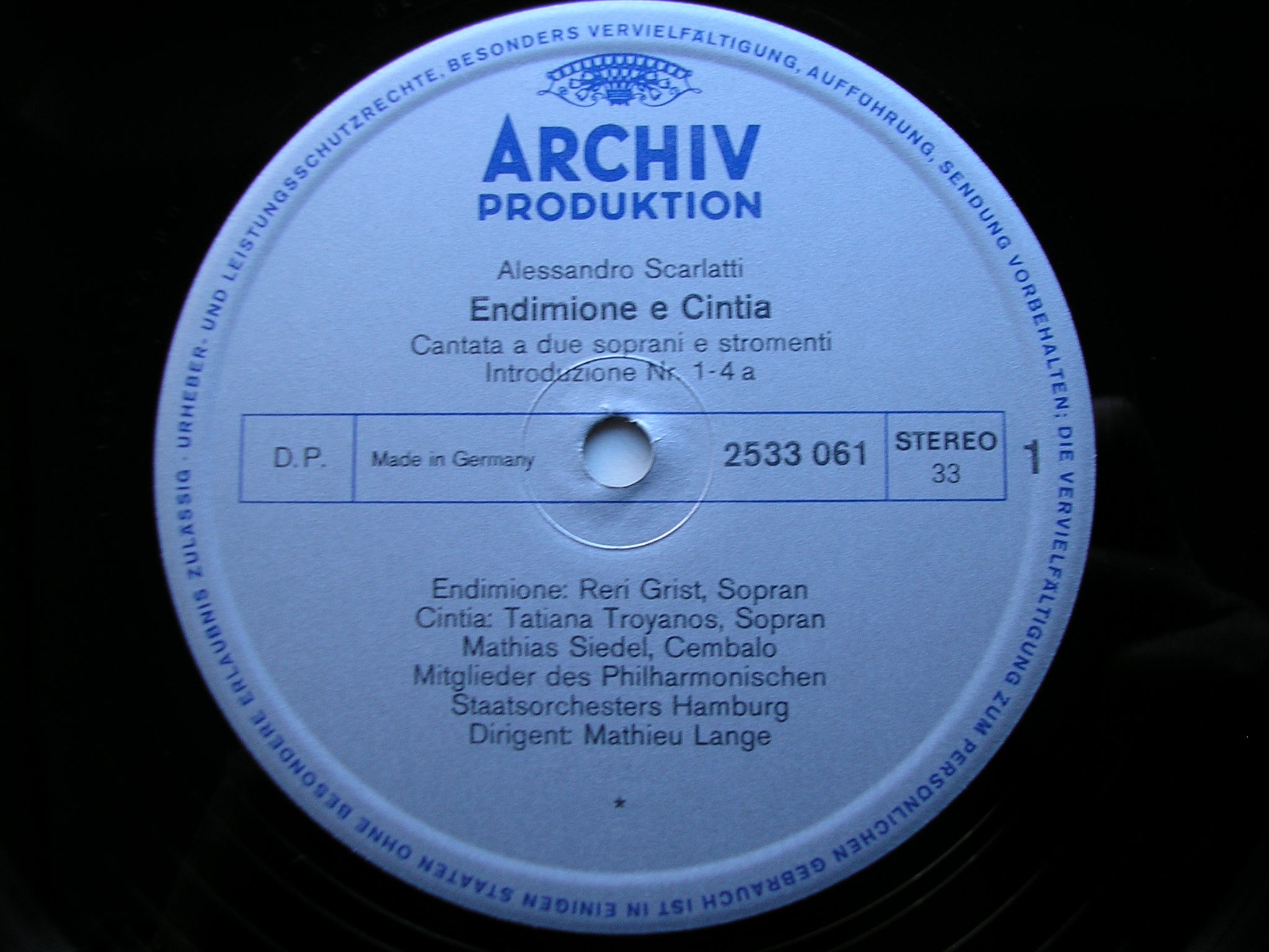 SCARLATTI: ENDIMIONE E CINTIA      GRIST / TROYANOS / HAMBURG STATE ORCHESTRA / LANGE     2533 061