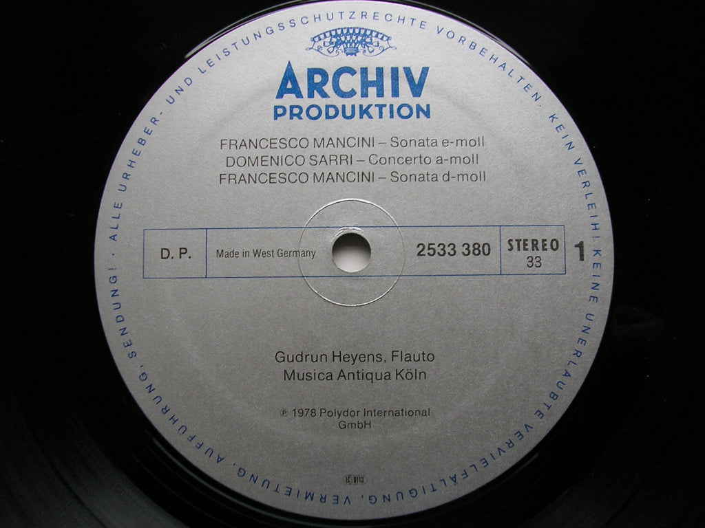 CONCERTOS FOR FLUTE: MANCINI / SARRI / BARBELLA / VALENTINE     HEYENS / MUSICA ANTIQUA COLOGNE     2533 380