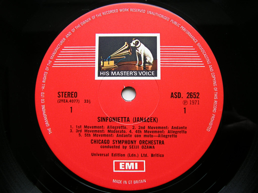 JANACEK: SINFONIETTA / LUTOSLAWSKI: CONCERTO FOR ORCHESTRA    OZAWA / CHICAGO SYMPHONY     ASD 2652