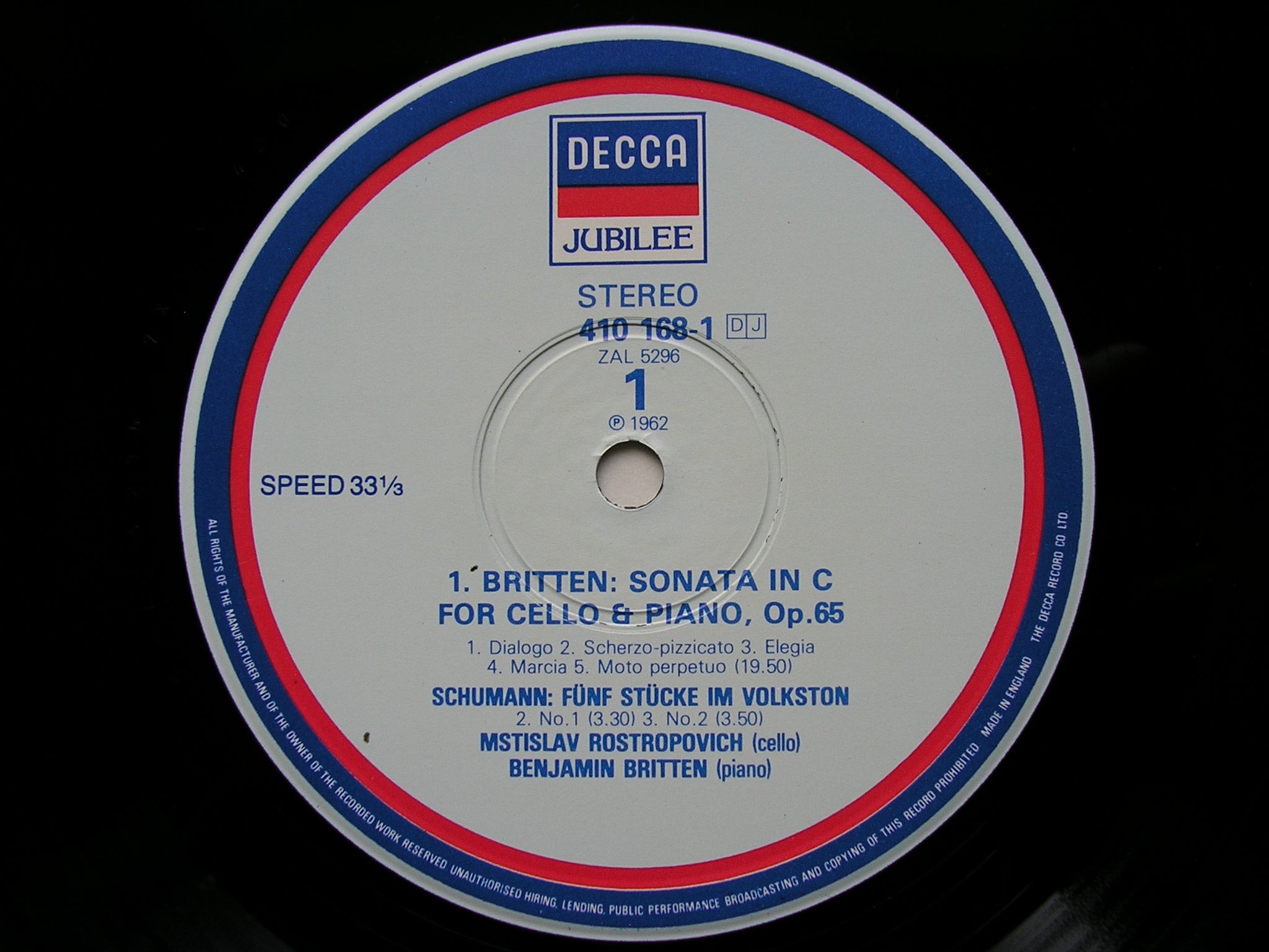 BRITTEN / DEBUSSY / SCHUMANN: MUSIC FOR CELLO & PIANO     ROSTROPOVICH / BRITTEN    410 168