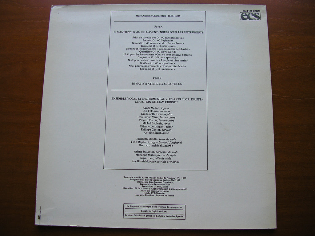 CHARPENTIER: LES ANTIENNES 'O' DE L'AVENT / CANTICUM IN NATIVITATEM DOMINI    LES ARTS FLORISSANTS / CHRISTIE    HM 5124
