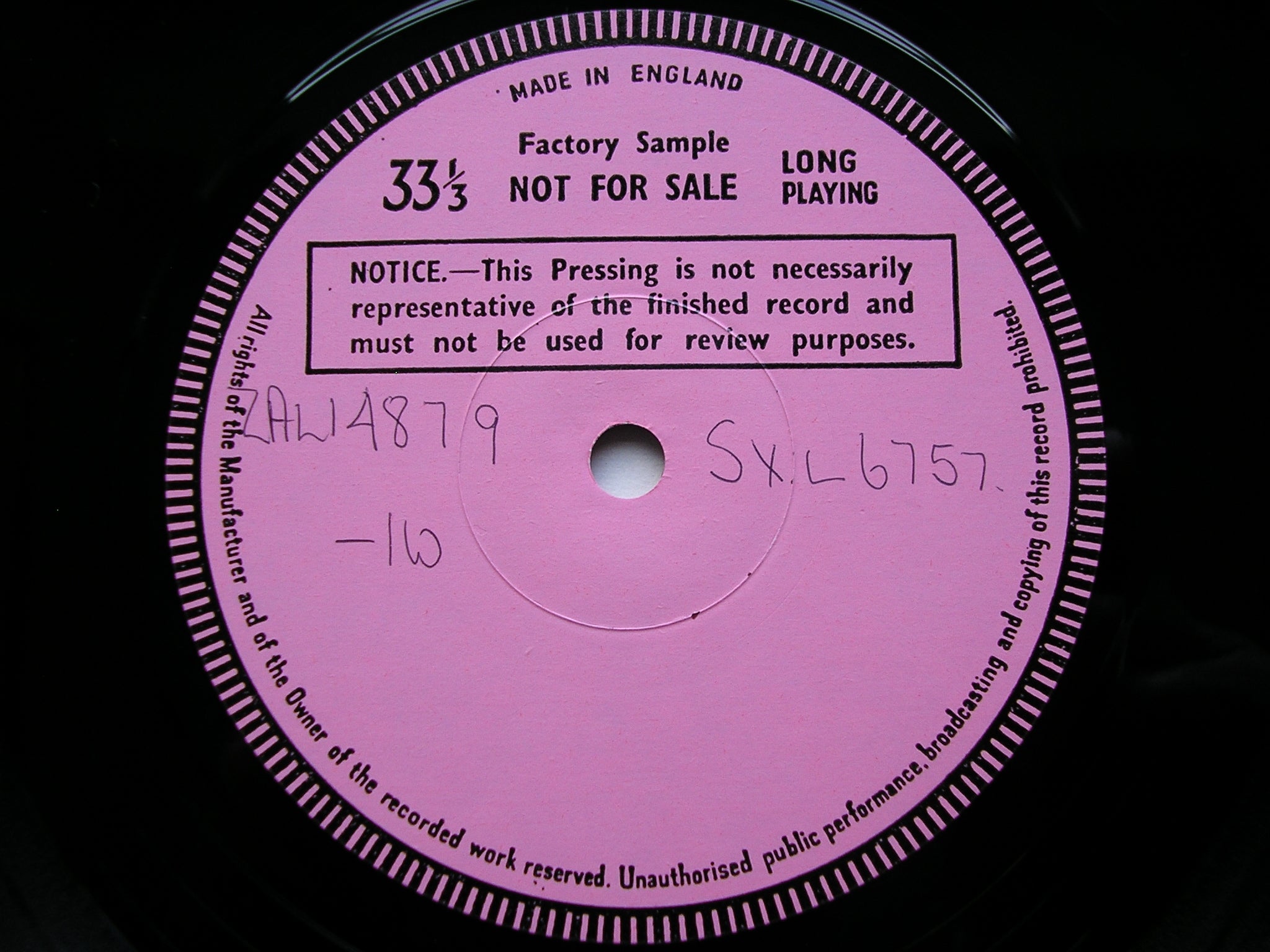 SXL 6757 CONCERTOS FROM SPAIN: MONTSALVAGE Concerto Breve / SURINACH Piano Concerto LARROCHA / ROYAL PHILHARMONIC / DE BURGOS test pressing