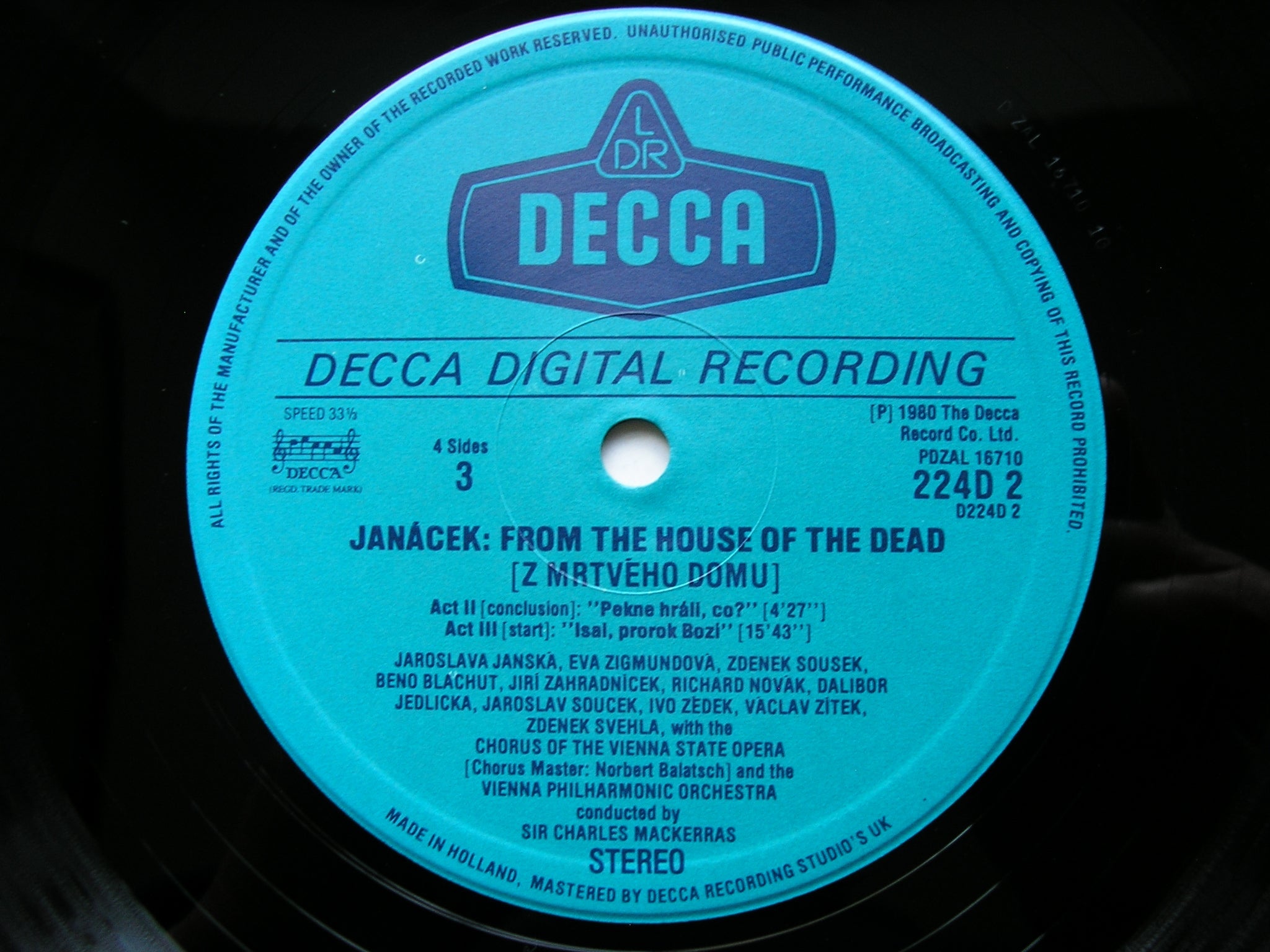 JANACEK: FROM THE HOUSE OF THE DEAD     SOLOISTS / VIENNA STATE OPERA / VPO / MACKERRAS    2LP     D224D2