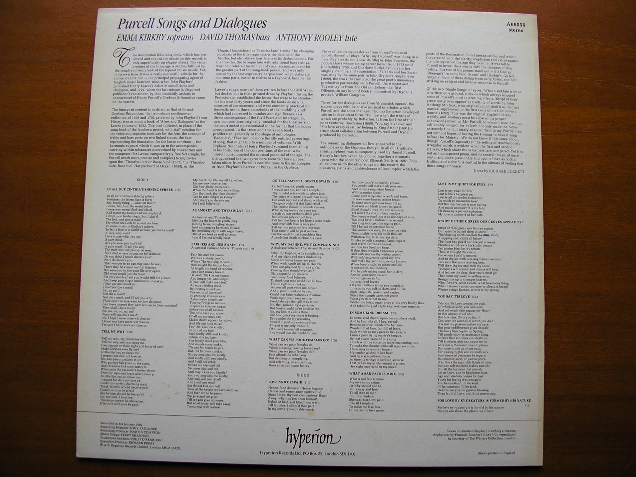 PURCELL: SONGS & DIALOGUES     KIRKBY / THOMAS / ROOLEY      A66056