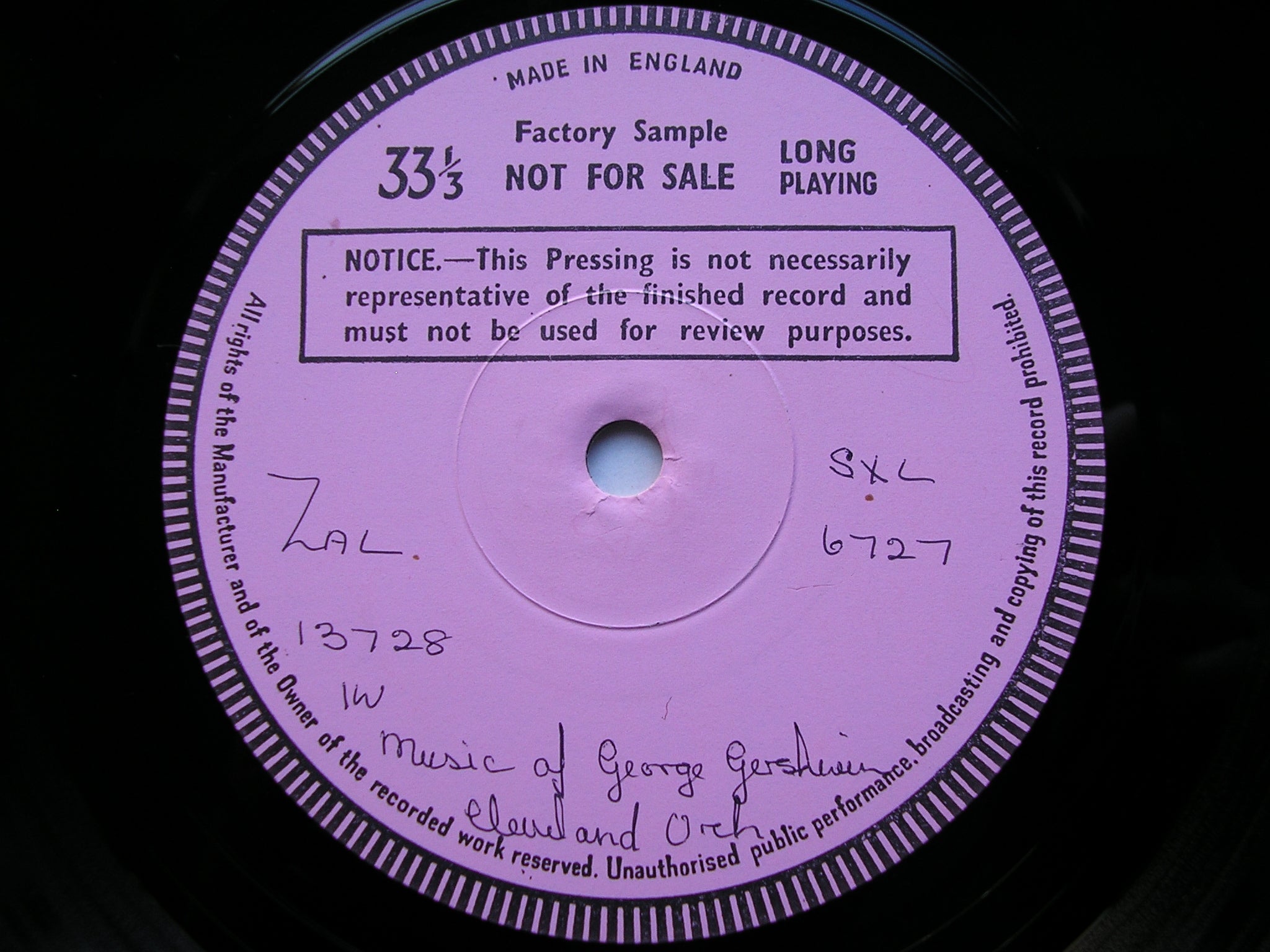 SXL 6727 GERSHWIN: CUBAN OVERTURE / RHAPSODY IN BLUE / AN AMERICAN IN PARIS DAVIS / CLEVELAND ORCHESTRA / MAAZEL test pressing