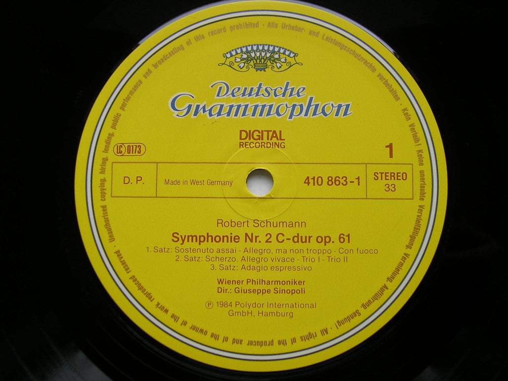 SCHUMANN: SYMPHONY No. 2 / MANFRED OVERTURE     SINOPOLI / VIENNA PHILHARMONIC    410 863