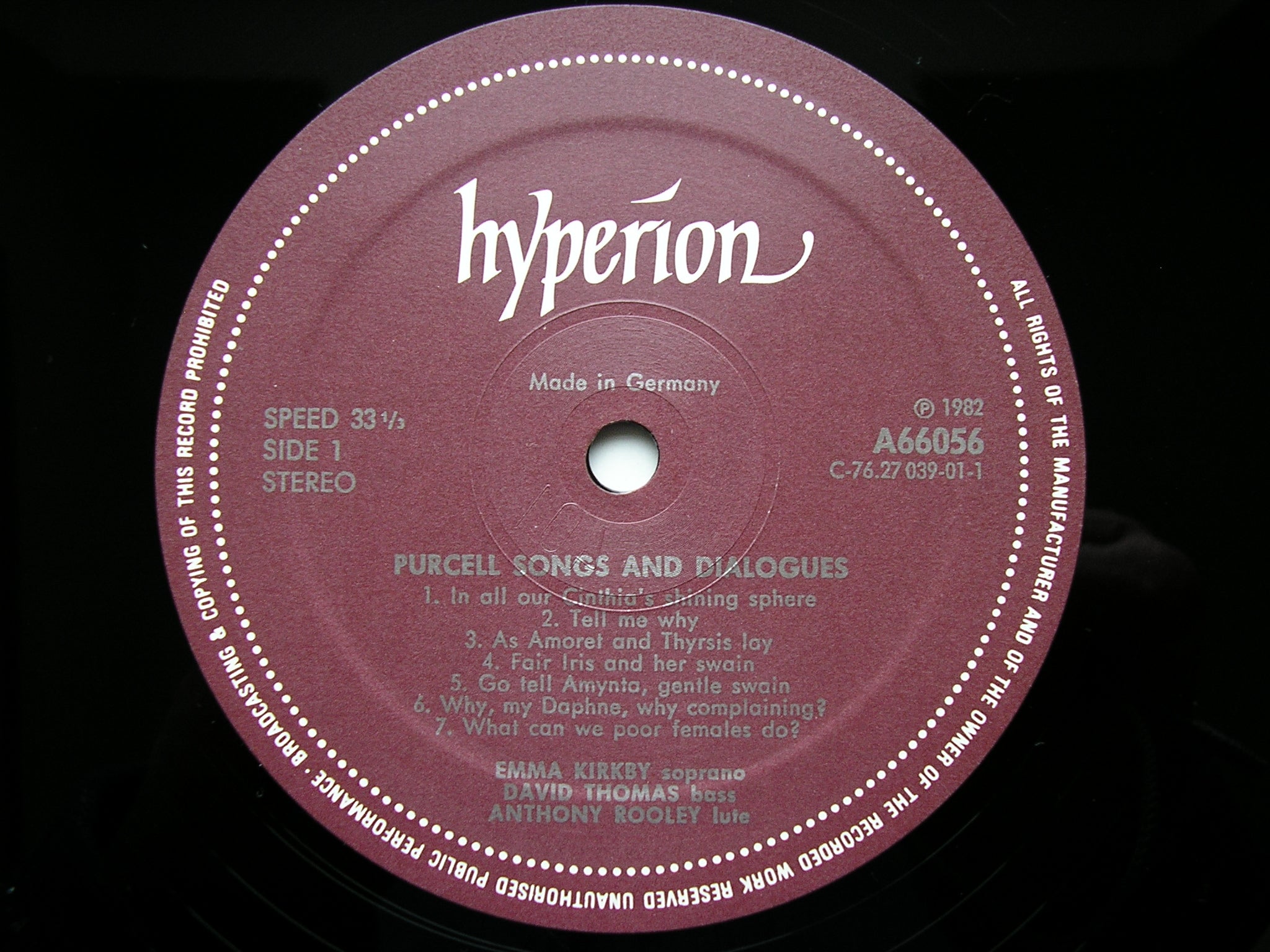 PURCELL: SONGS & DIALOGUES     KIRKBY / THOMAS / ROOLEY      A66056
