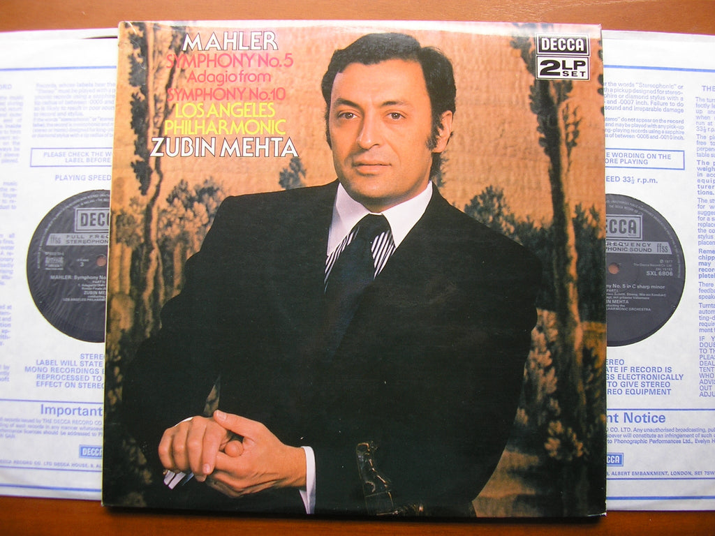 MAHLER: SYMPHONY No. 5 / Adagio from SYMPHONY No. 10      MEHTA / LOS ANGELES PHILHARMONIC 2 LP      SXL 6806 / 7