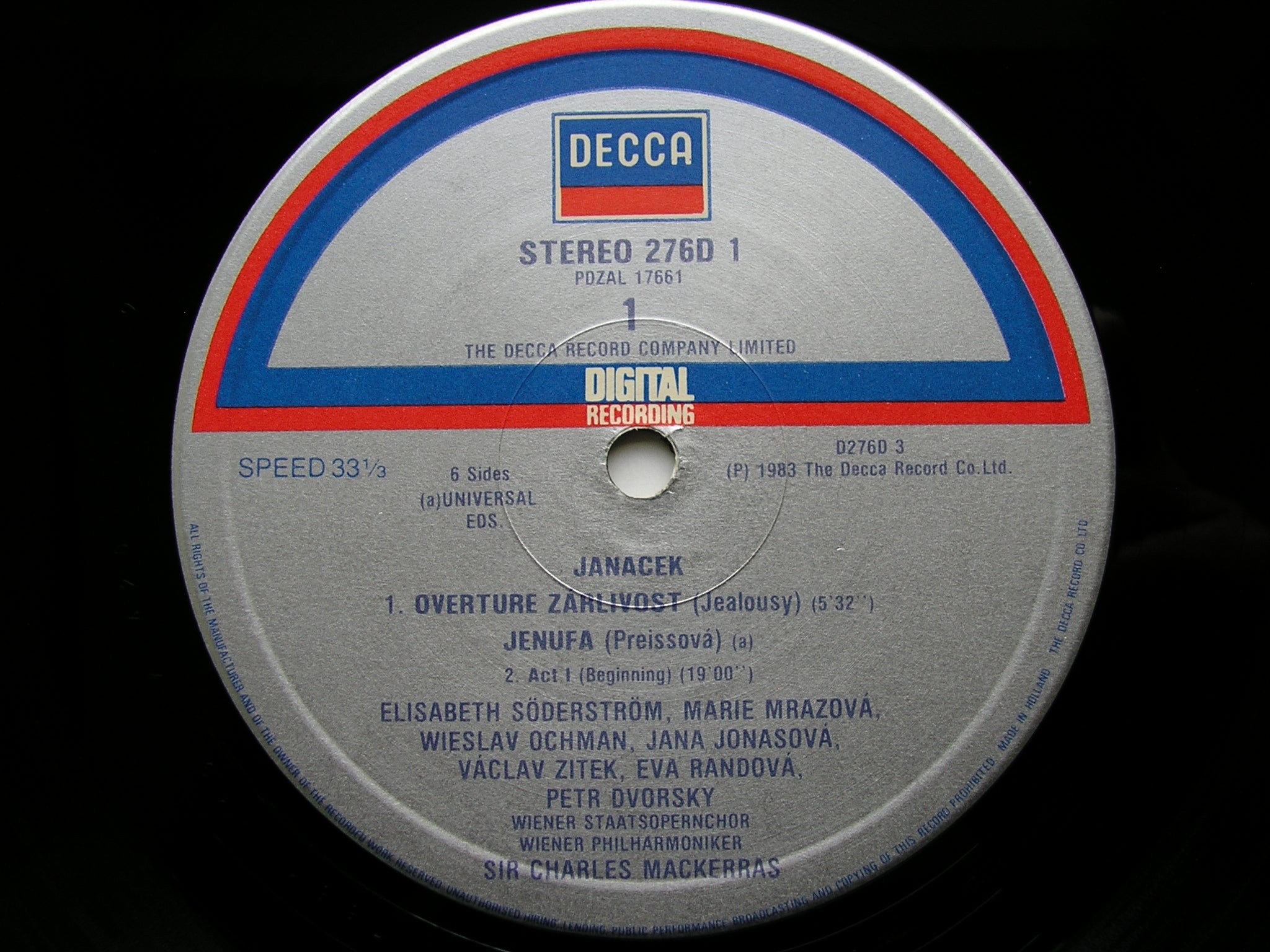 JANACEK: JENUFA    SODERSTROM / OCHMAN / DVORSKY / POPP / VIENNA PHILHARMONIC / MACKERRAS    3LP     D276D3