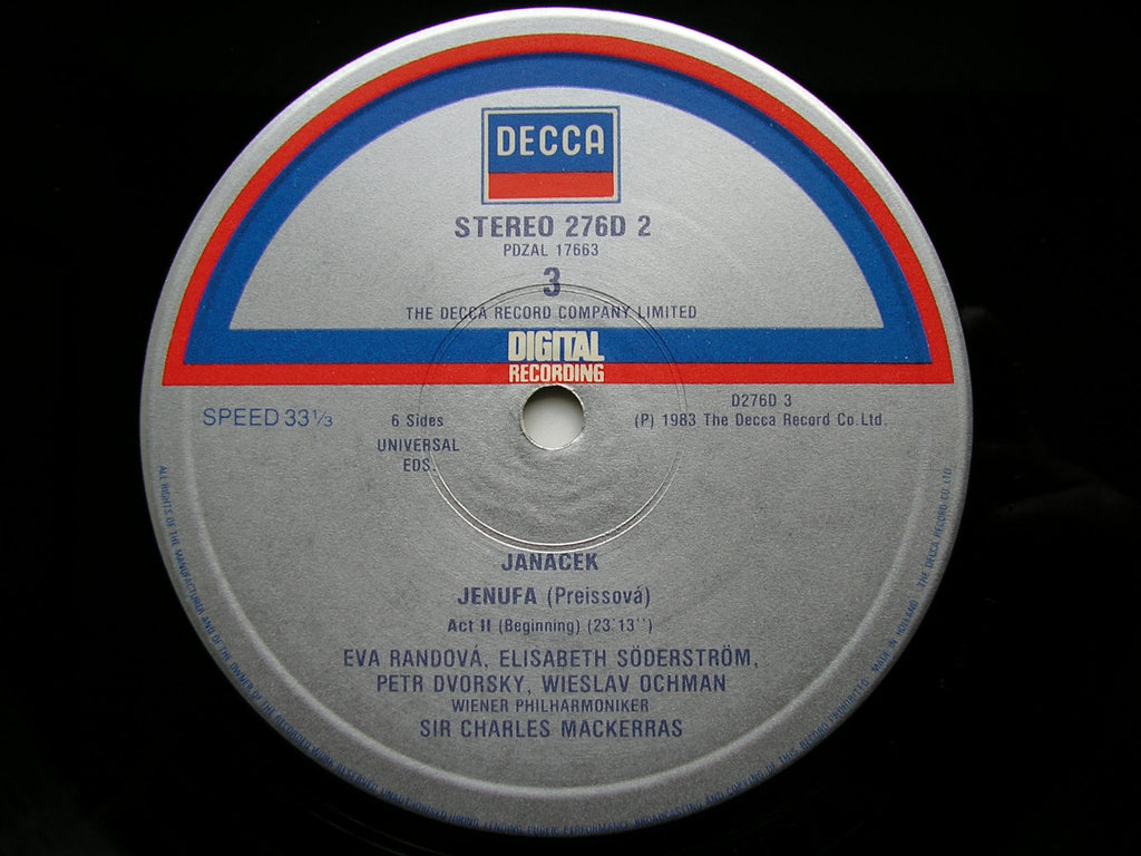JANACEK: JENUFA    SODERSTROM / OCHMAN / DVORSKY / POPP / VIENNA PHILHARMONIC / MACKERRAS    3LP     D276D3