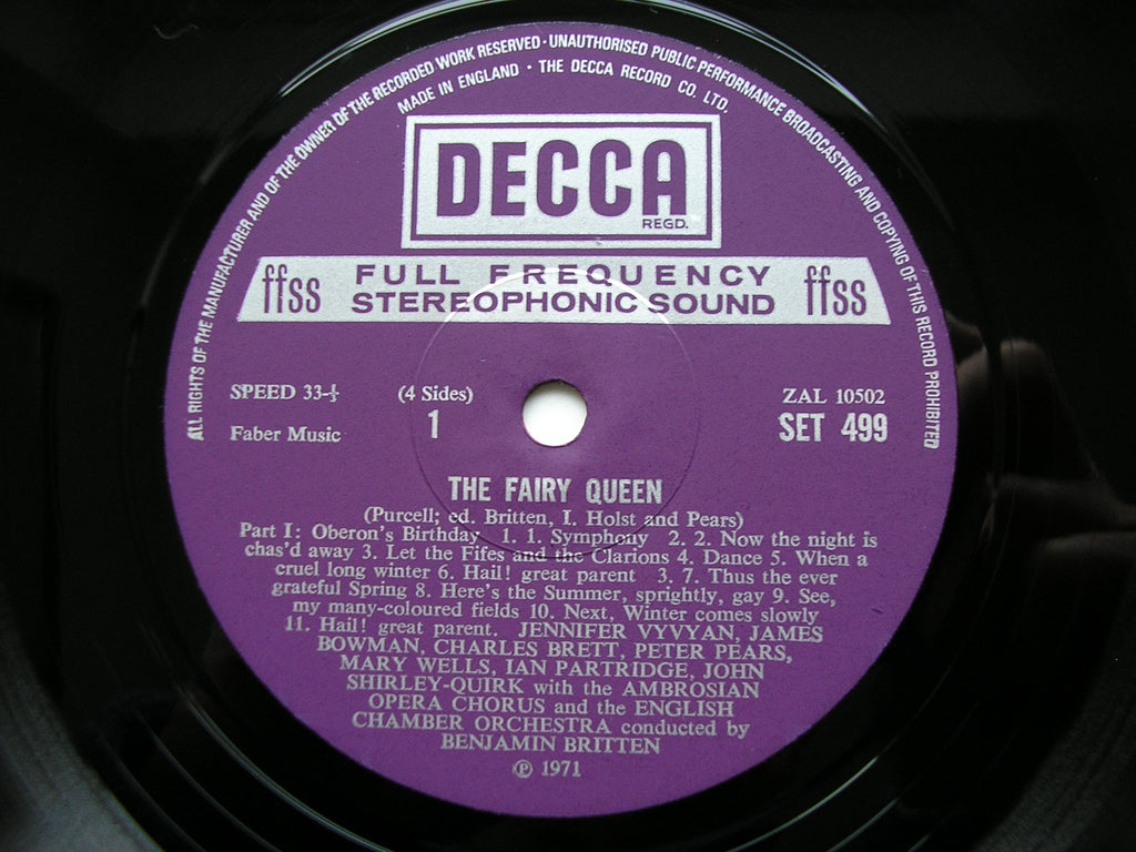 PURCELL: THE FAIRY QUEEN (1692)     SOLOISTS / AMBROSIAN OPERA CHORUS / ENGLISH CHAMBER ORCHESTRA / BRITTEN     2LP     SET 499/500