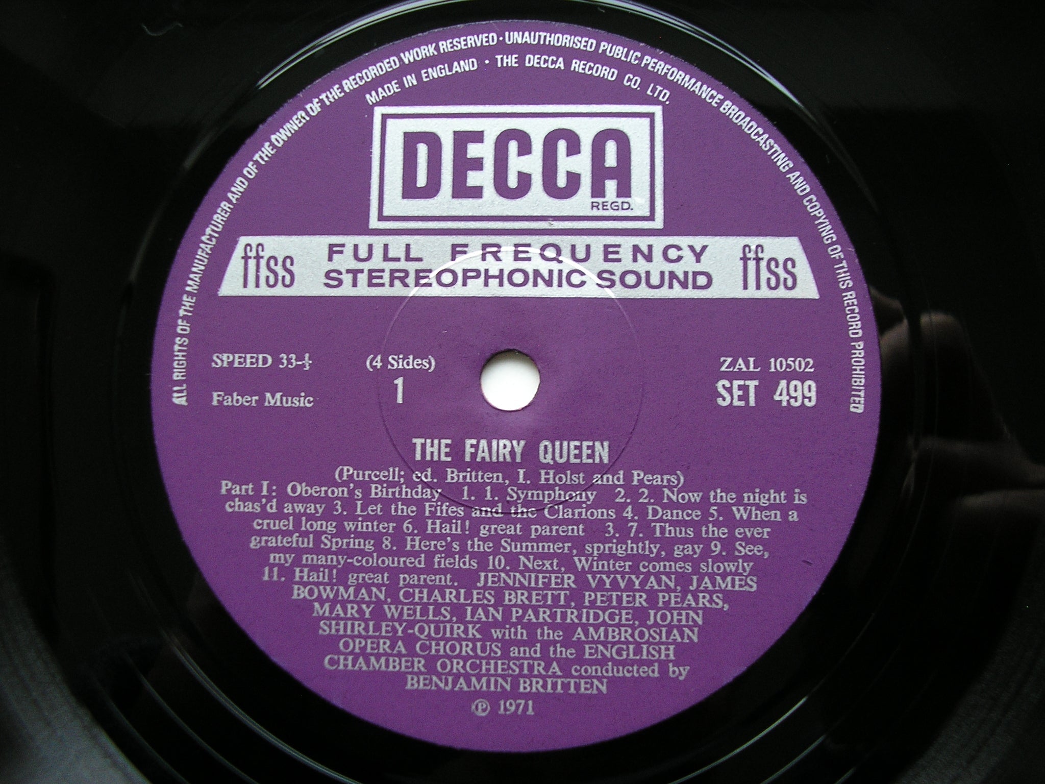 PURCELL: THE FAIRY QUEEN (1692)     SOLOISTS / AMBROSIAN OPERA CHORUS / ENGLISH CHAMBER ORCHESTRA / BRITTEN     2LP     SET 499/500
