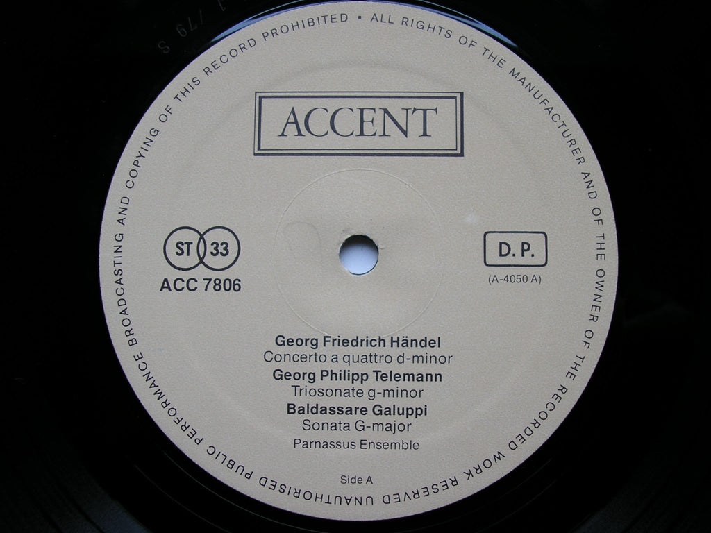 GALUPPI / HANDEL / TELEMANN / JC BACH / JANITSCH: CHAMBER MUSIC      PARNASSUS ENSEMBLE     ACC 7806