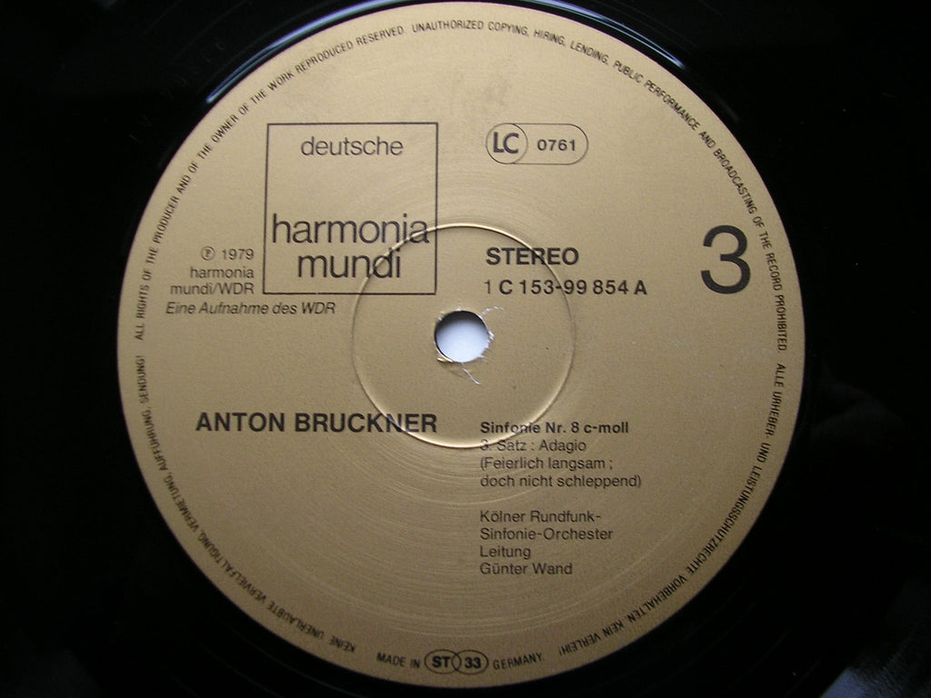 BRUCKNER: SYMPHONY No. 8      GUNTER WAND / COLOGNE RADIO SYMPHONY    2LP      153-99 853/54