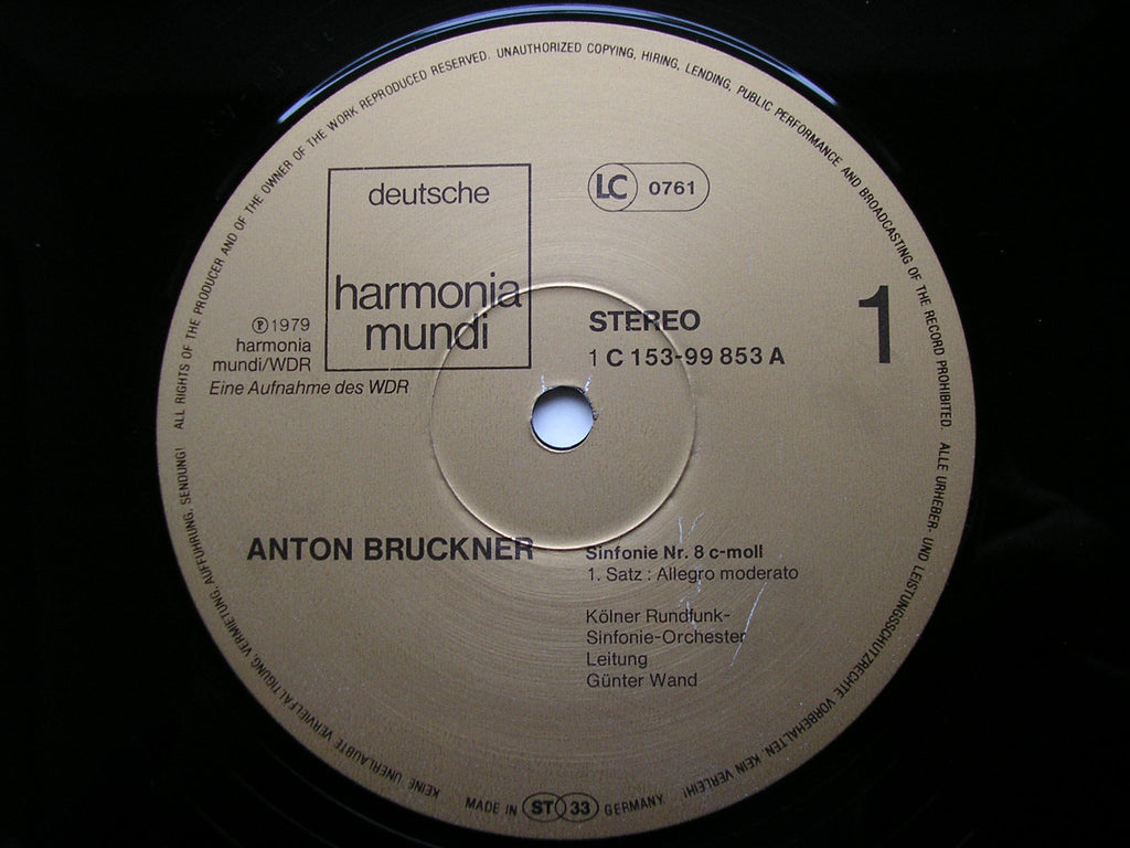 BRUCKNER: SYMPHONY No. 8      GUNTER WAND / COLOGNE RADIO SYMPHONY    2LP      153-99 853/54