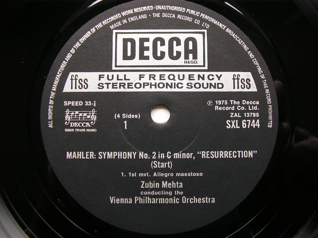 SXL 6744-5 MAHLER: SYMPHONY No. 2 'Resurrection' SOLOISTS / VPO / ZUBIN MEHTA