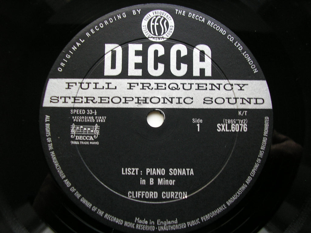 SXL 6076  LISZT: SONATA in B / LIEBESTRAUM / BERCEUSE / VALSE OUBLIEE      CLIFFORD CURZON      ED1