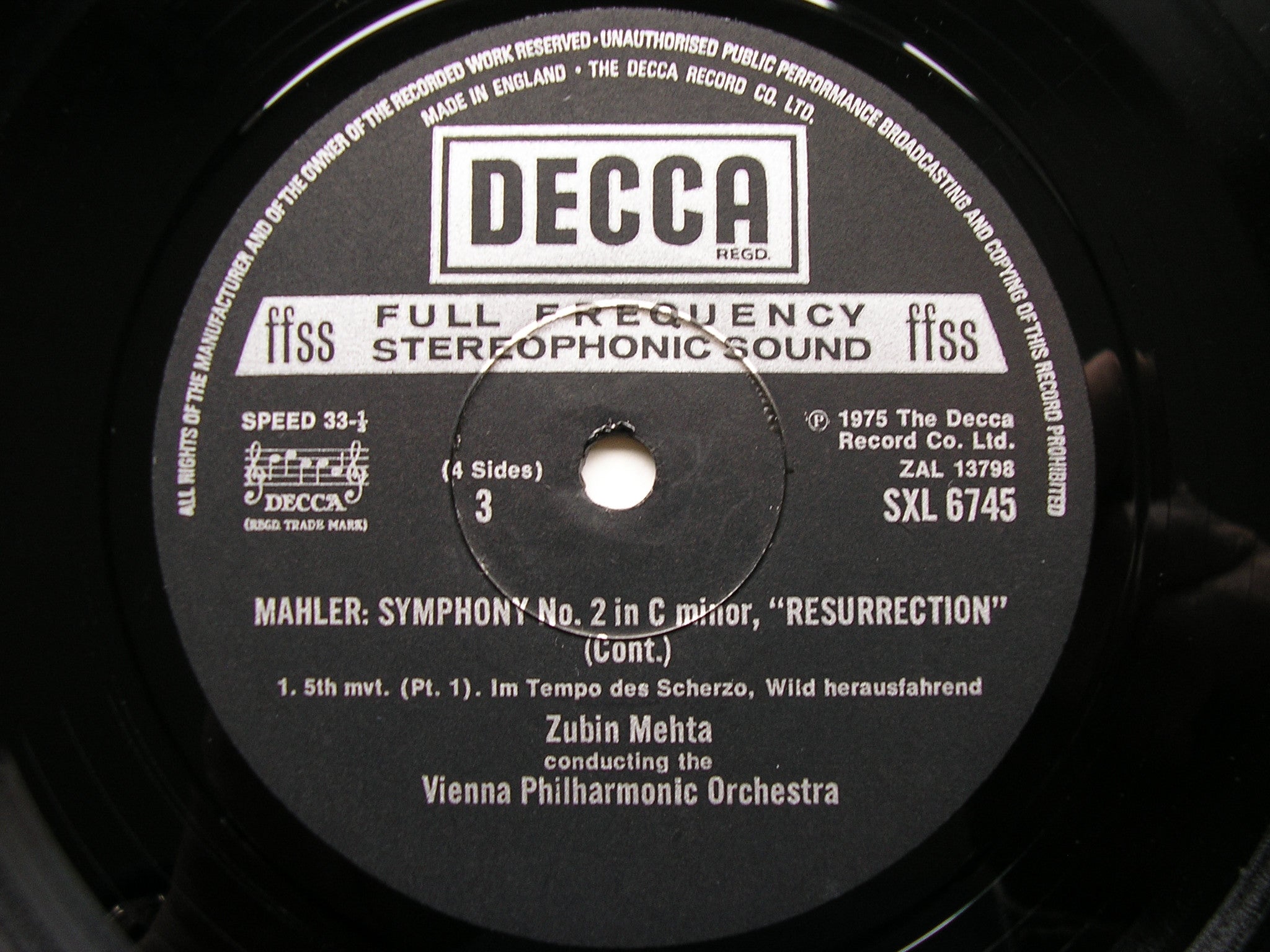 SXL 6744-5 MAHLER: SYMPHONY No. 2 'Resurrection' SOLOISTS / VPO / ZUBIN MEHTA