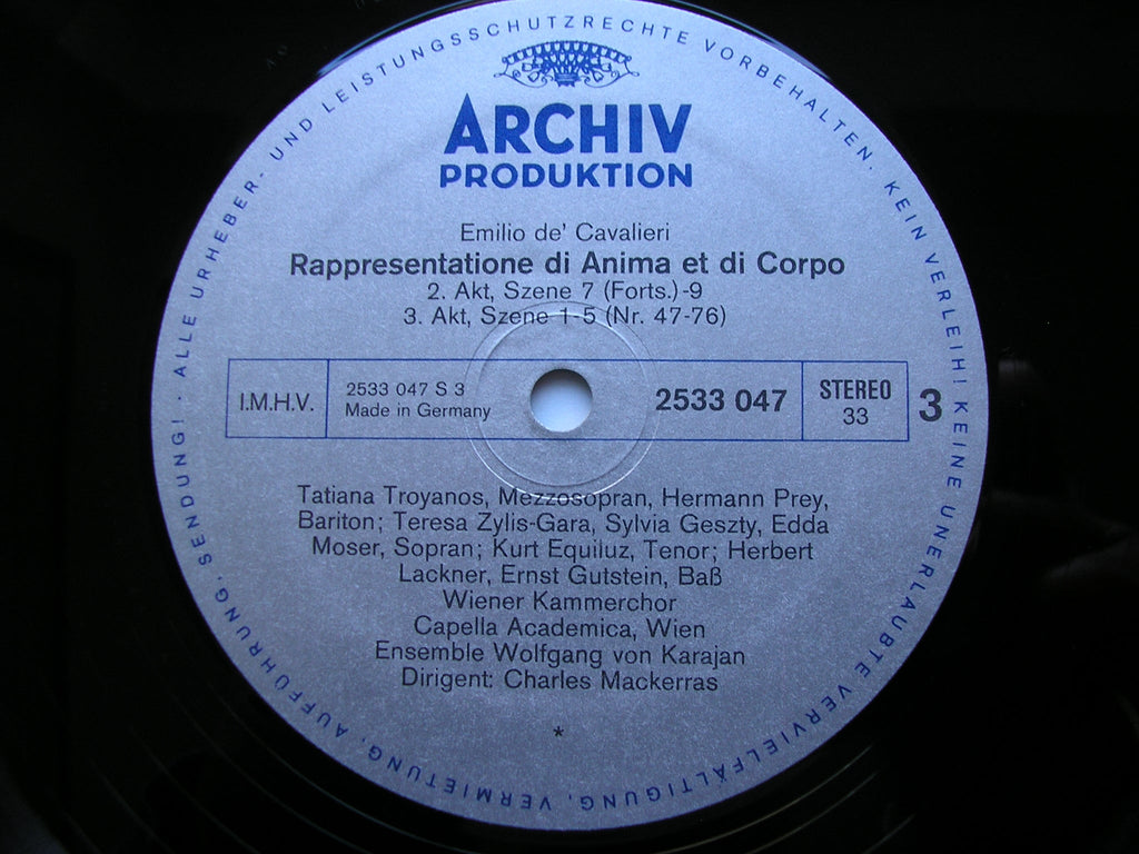 DE CAVALIERI: RAPPRESENTAZIONE DI ANIMA E DI CORPO    SOLOISTS / CAPELLA ACADEMICA WIEN / MACKERRAS     2708 016