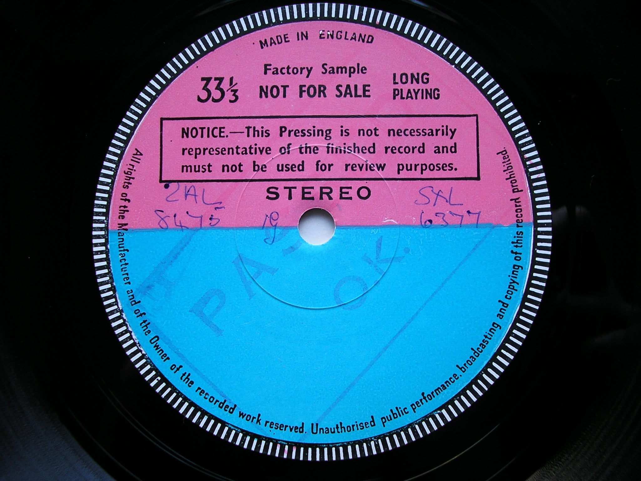 SXL 6377 PAVAROTTI SINGS ARIAS BY VERDI & DONIZETTI PAVAROTTI / VIENNA OPERA ORCHESTRA / DOWNES test pressing